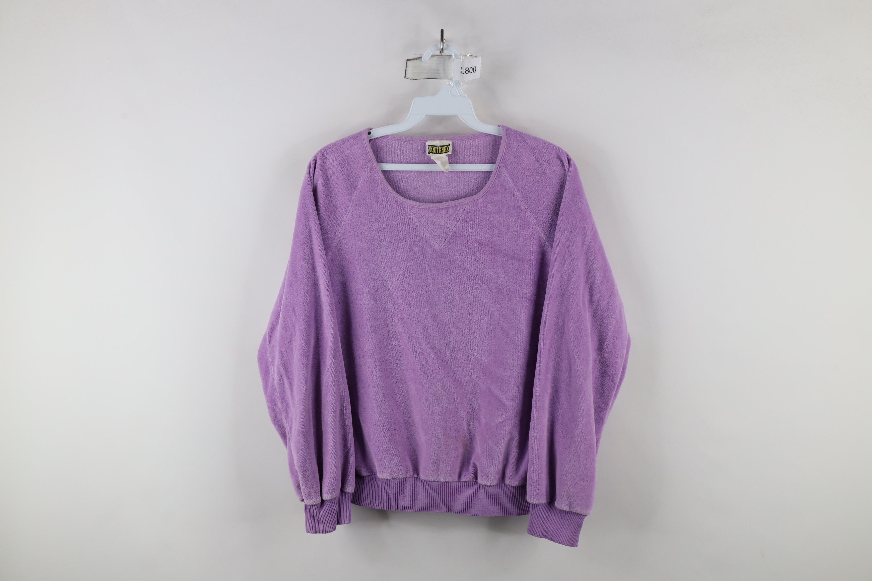 Vintage Vintage 90s Streetwear Blank Terry Cloth Sweater Purple Size M / US 6-8 / IT 42-44 - 1 Thumbnail