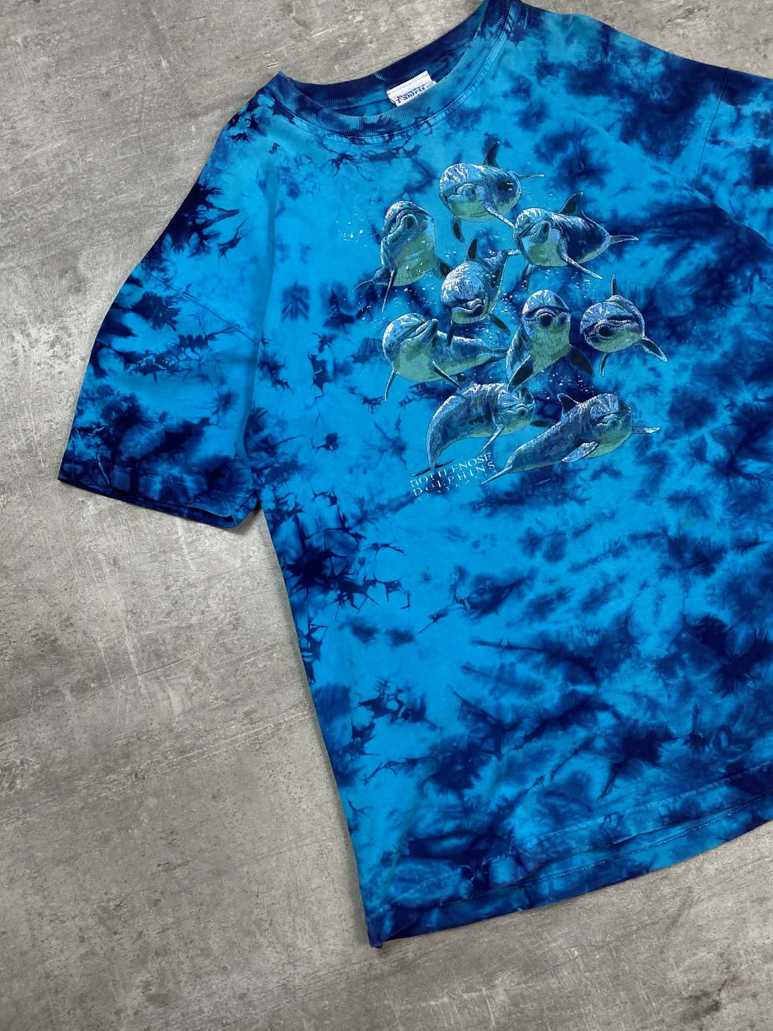 Vintage Vintage Blue Tie-dye T-shirt Bottlenose Dolphins Distressed Size US XXL / EU 58 / 5 - 2 Thumbnail