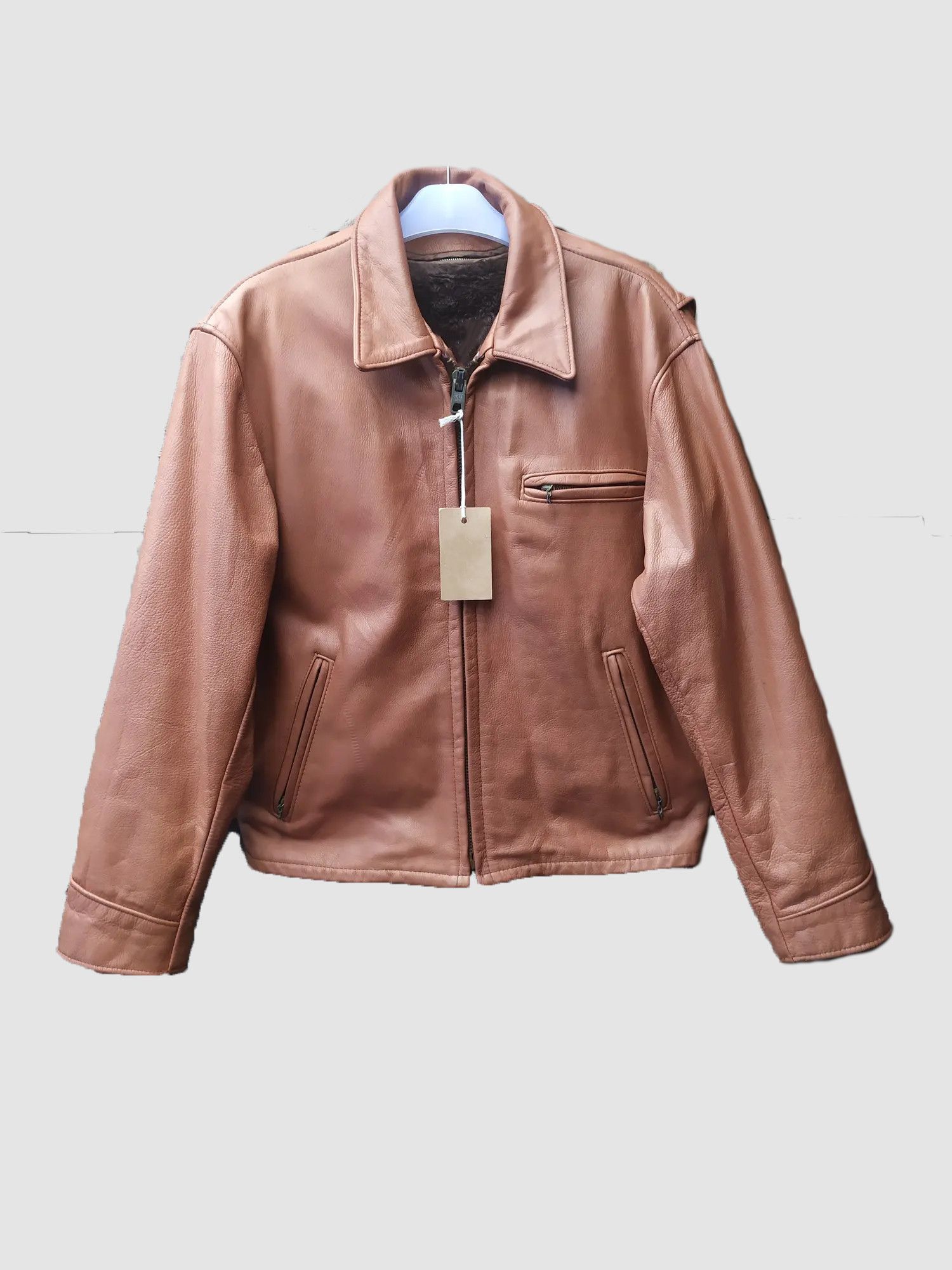 BROWN LEATHER JACKET STREETWEAR