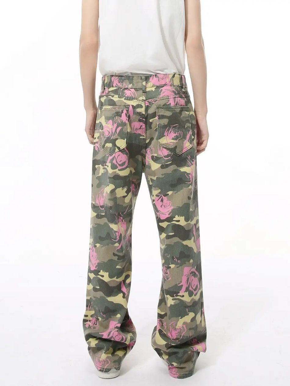 Japanese Brand Loose straight tube camouflage printed jeans Size US 32 / EU 48 - 4 Thumbnail