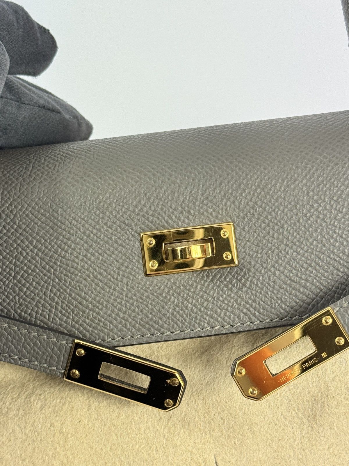 Hermes HERMES KELLY 25 GRIS MEYER EPSON LEATHER GOLD HARDWARE BAG Size ONE SIZE - 13 Thumbnail