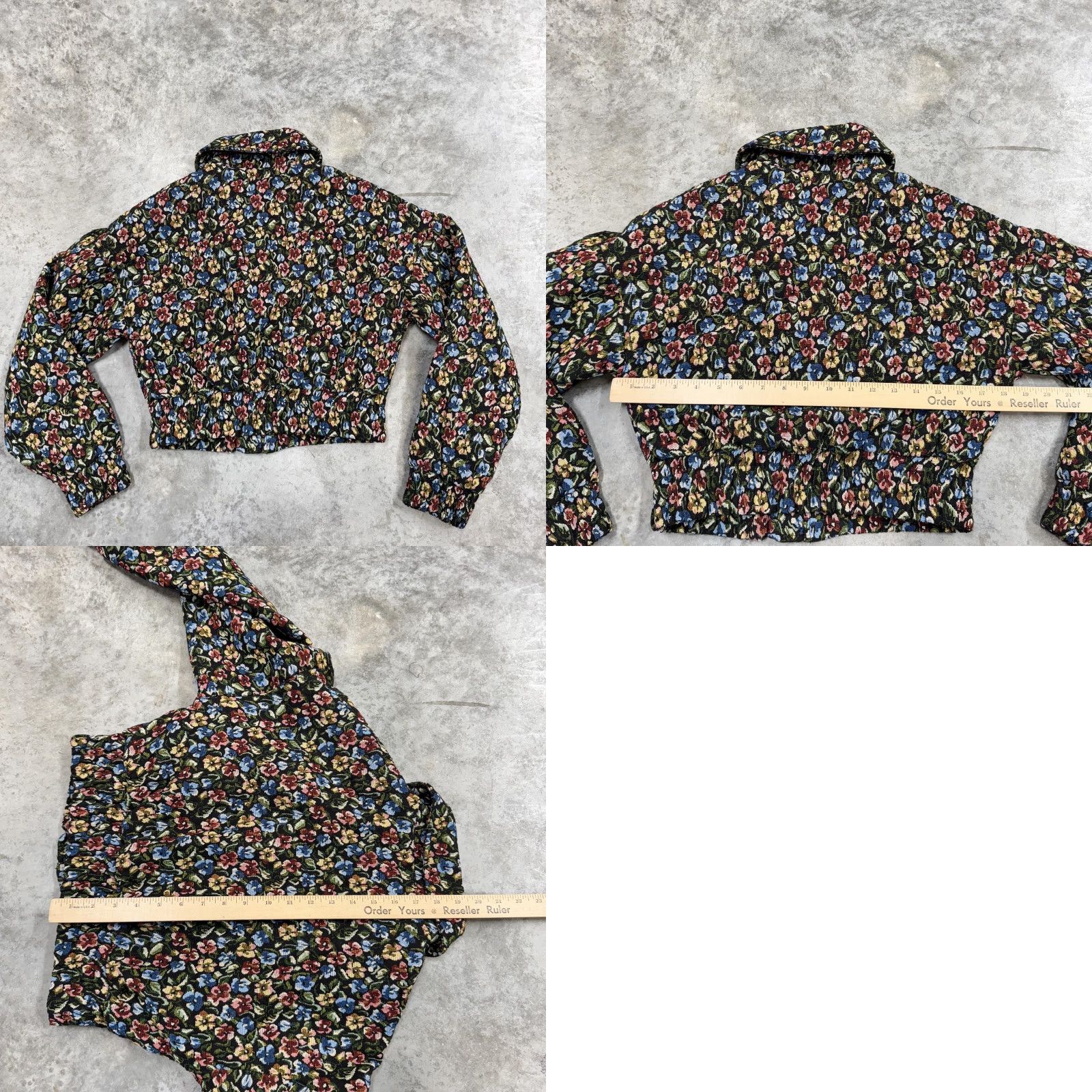 Vintage VINTAGE Kimchi Blue Jacket Womens Small Black Floral Tapestry Cropped Quilted Zip Up Size S / US 4 / IT 40 - 8 Thumbnail