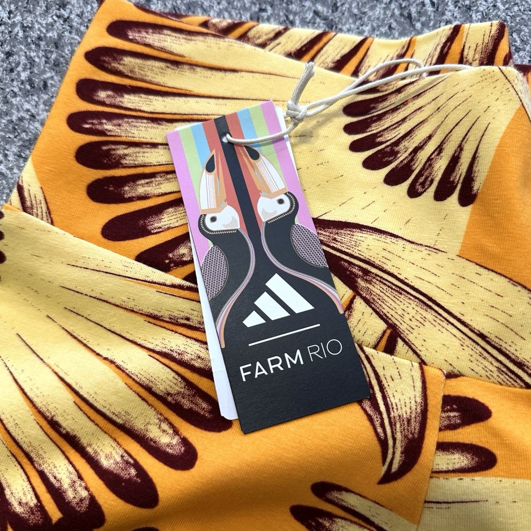 Adidas Adidas Farm Rio Bike Shorts Womens XS Tights JD6287 Feather Print Orange Cotton Spandex Athletic Stretch 10” Sedan Size 26" / US 2 / IT 38 - 2 Thumbnail