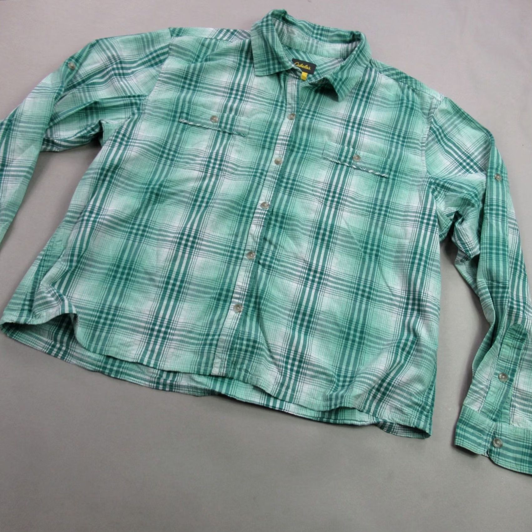 Vintage Cabelas Shirt Womens XL Long Sleeve Button Front Green Plaid Lightweight Size XL / US 12-14 / IT 48-50 - 2 Thumbnail