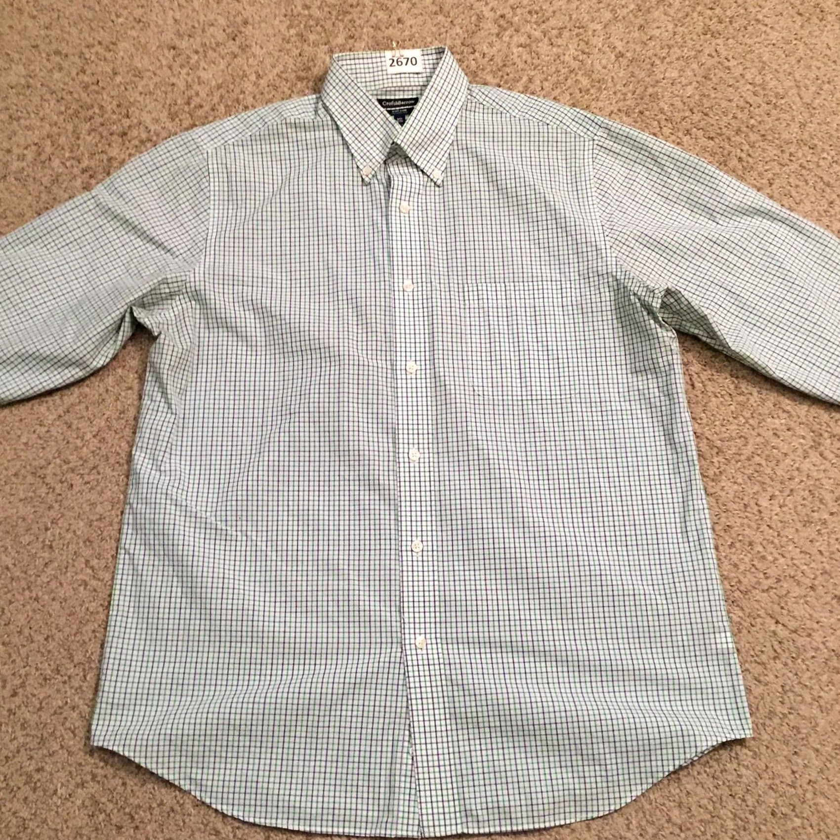 Croft & Barrow Croft & Barrow Shirt Mens 16.5 Green Purple Plaid Long Sleeve Button-Down Easy Care Cotton Blend Classic Regular Button Front Mens Shirt Size US XL / EU 56 / 4 - 5 Thumbnail