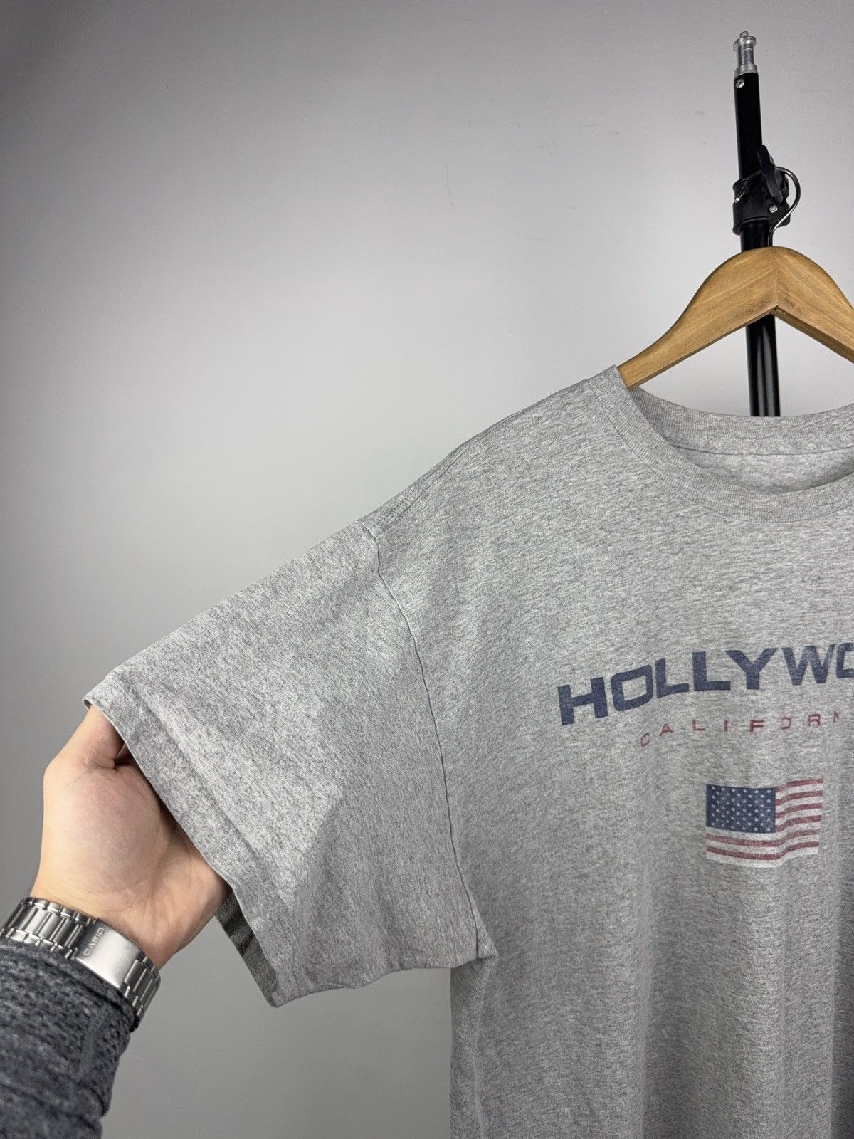 Vintage Retro Vintage Hollywood California Tee USA Flag Gray 90s Size US L / EU 52-54 / 3 - 3 Thumbnail