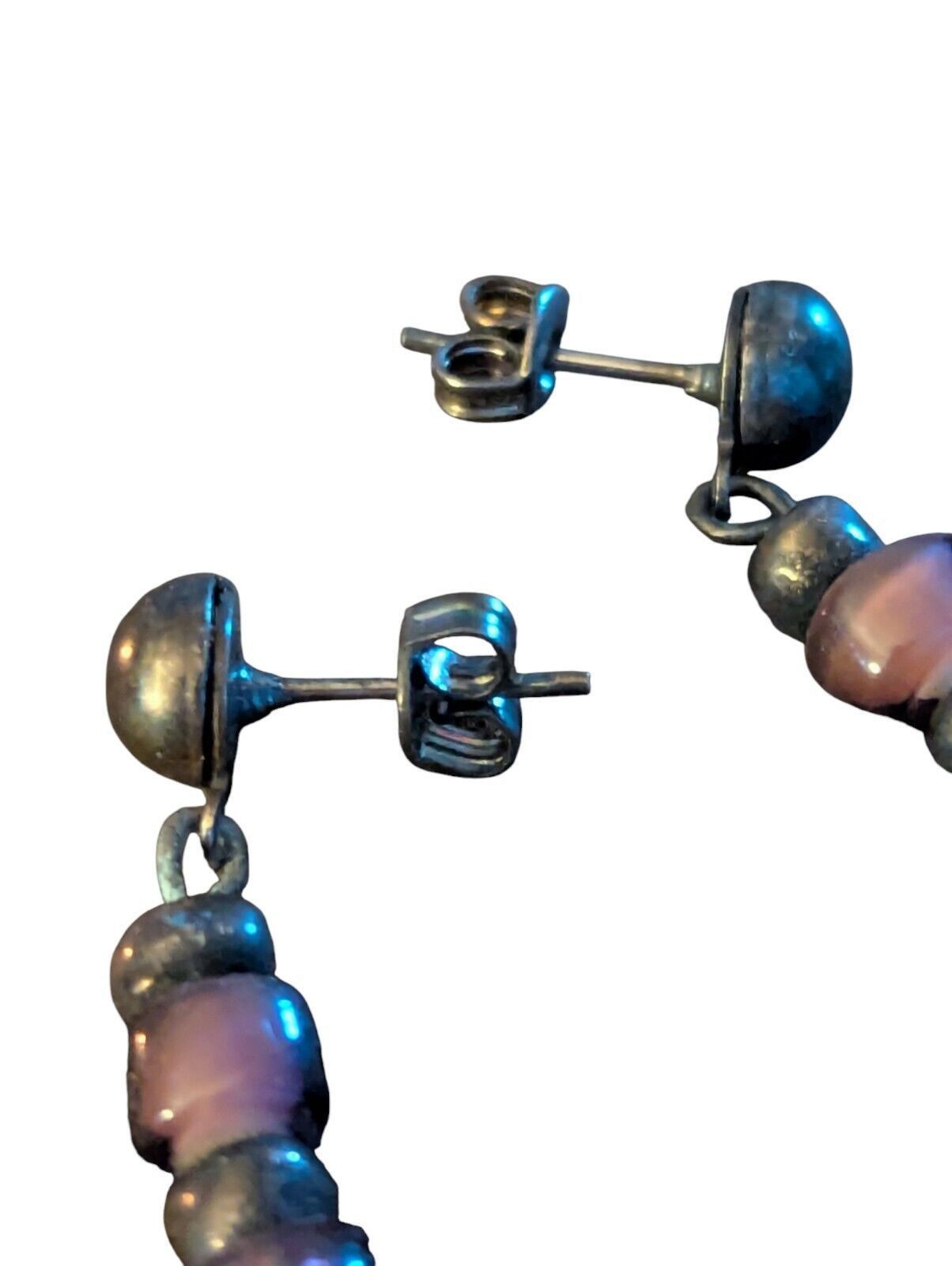 Other Vintage Brown Beige Glass Bead Pierced Drop Dangle Earrings Size ONE SIZE - 3 Thumbnail