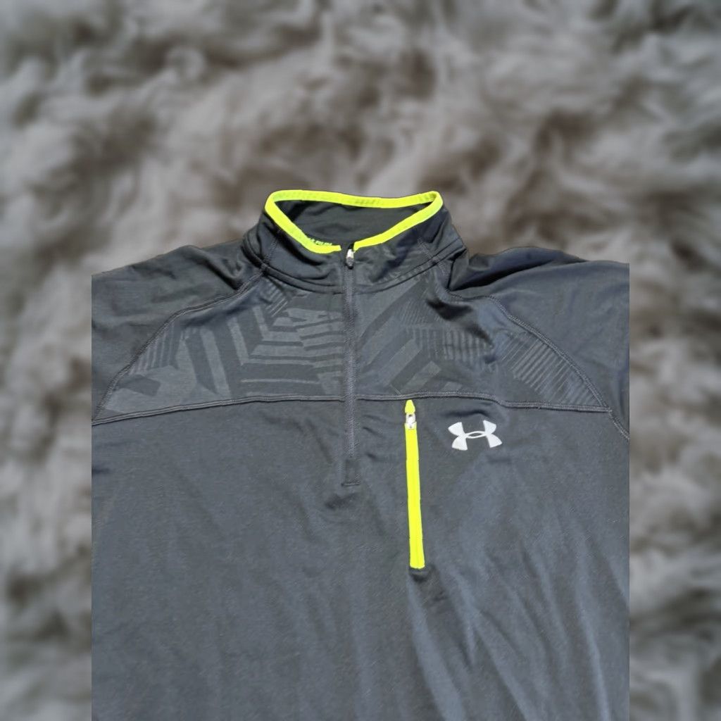 Under Armour Under Armour Hoodie Mens Pullover Quater Zip Green Black Running All Season Size US M / EU 48-50 / 2 - 1 Thumbnail