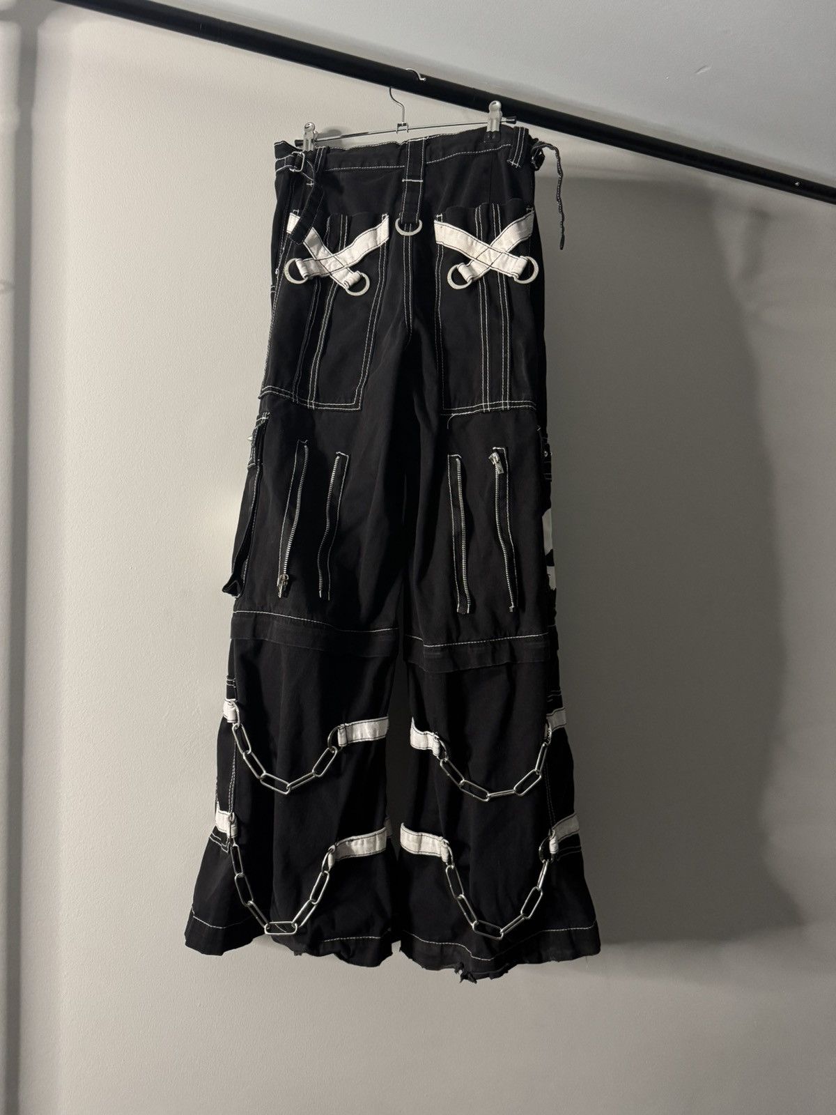 Tripp NYC SKULL ZIP OFF PANTS WHITE - SMALL / BLACK/WHITE