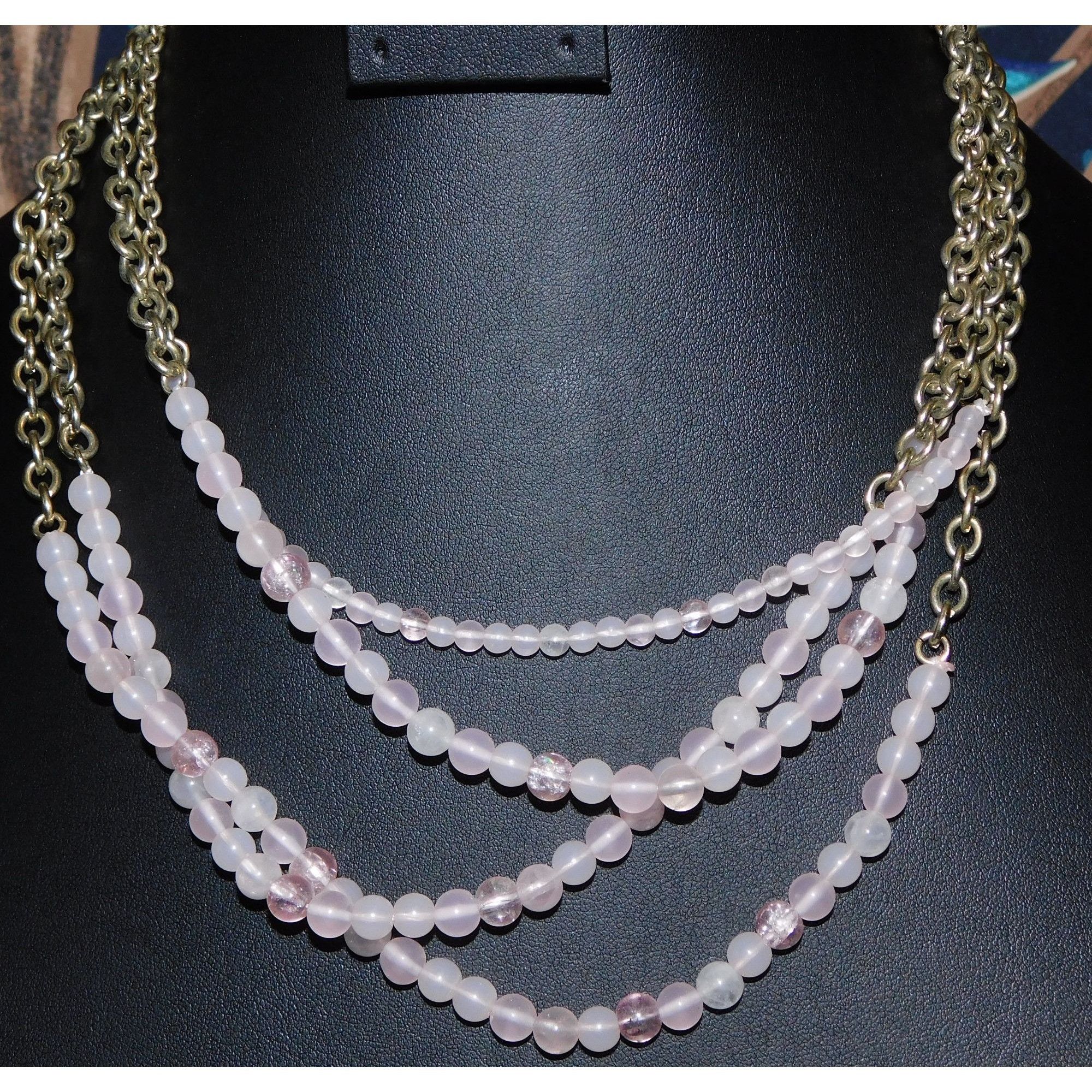 Other Multilayer Lolita Grunge Pink Beaded Chain Necklace Size ONE SIZE - 3 Thumbnail