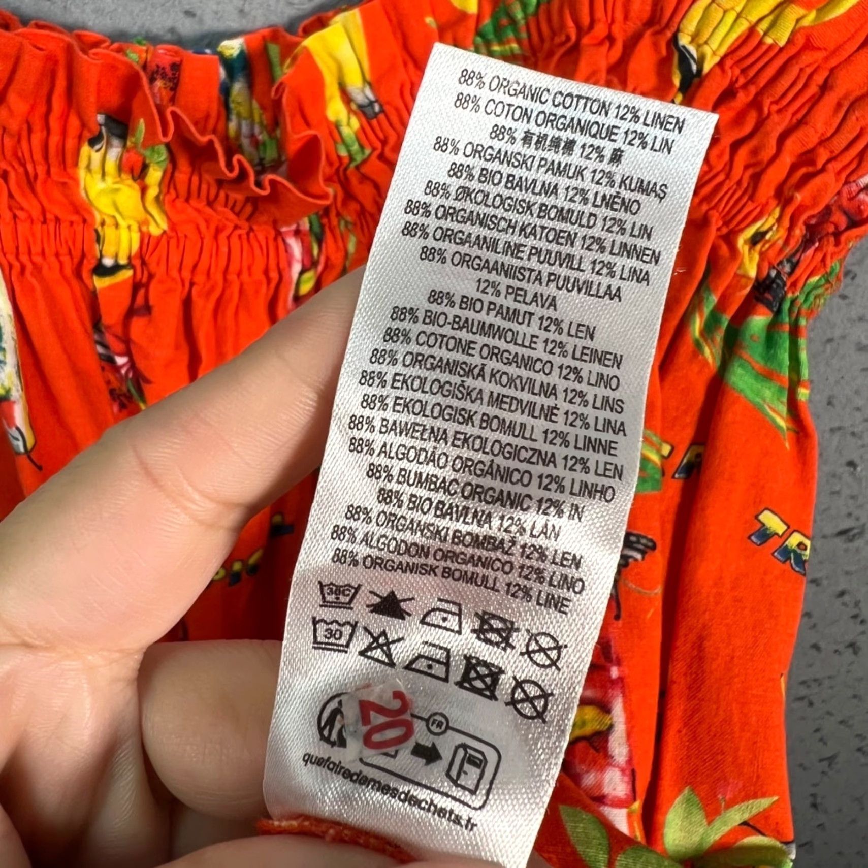 Vintage Damson Madder Womens Mini Dress 12 Orange Tropical Cocktail Print Cotton Linen Vintage/US Size 12 Womens Size XL / US 12-14 / IT 48-50 - 3 Thumbnail