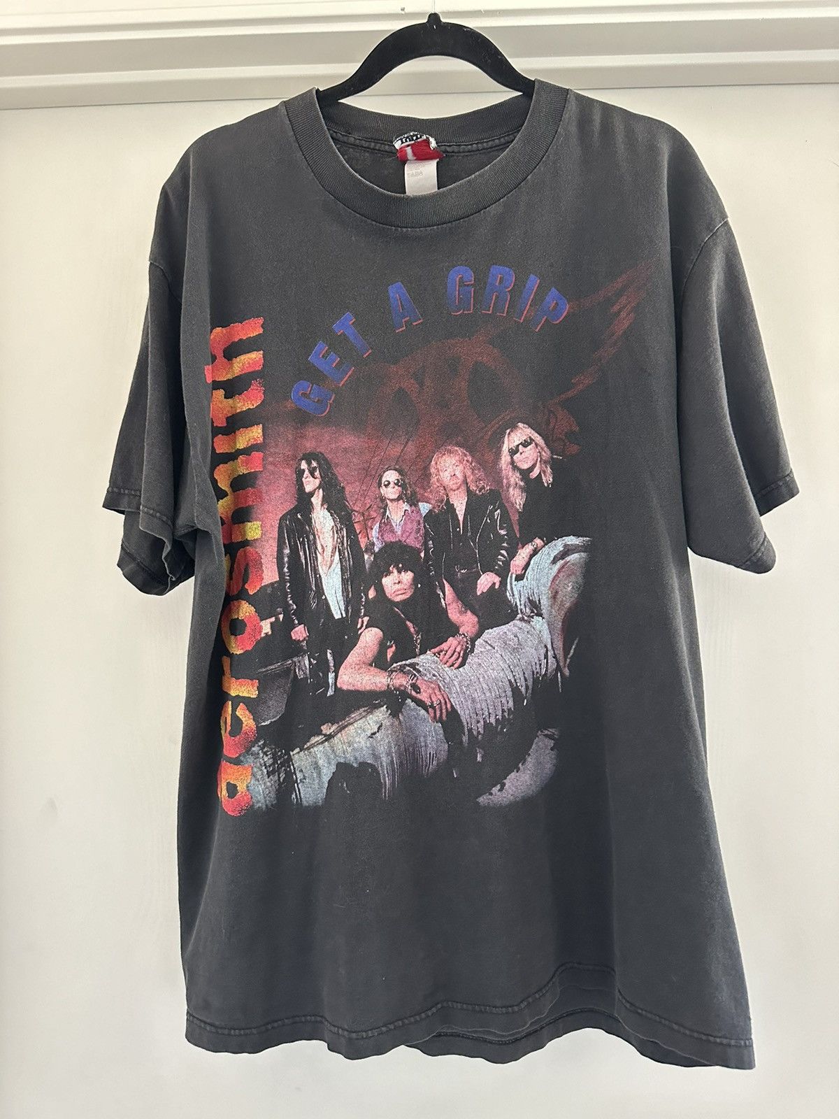 image of Gant x Vintage Giant Brand Aerosmith Band T-Shirt in Black, Men's (Size XL)