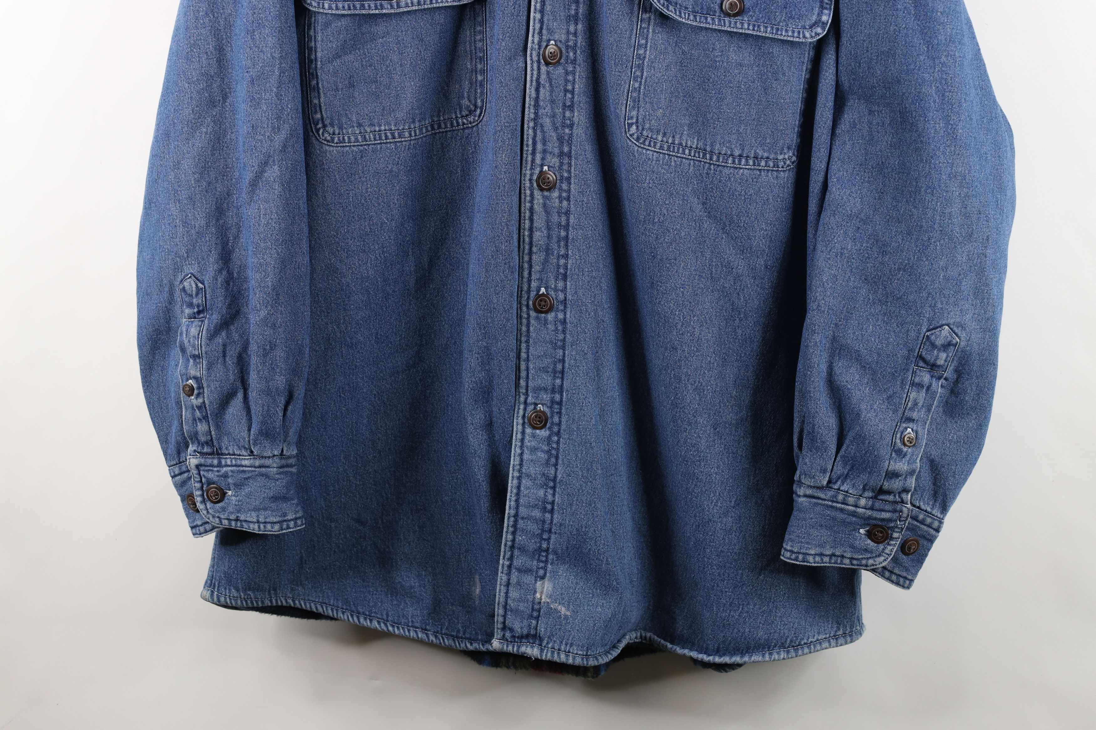 Vintage Vintage Streetwear Lined Denim Button Shirt Jacket Jac Shirt Size US XL / EU 56 / 4 - 3 Thumbnail