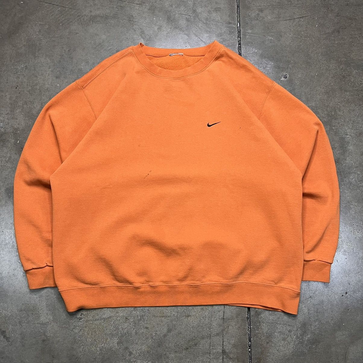 Image of 00S Y2K Nike Mini Swoosh Crewneck Sweatshirt Orange, Men's (Size XL)