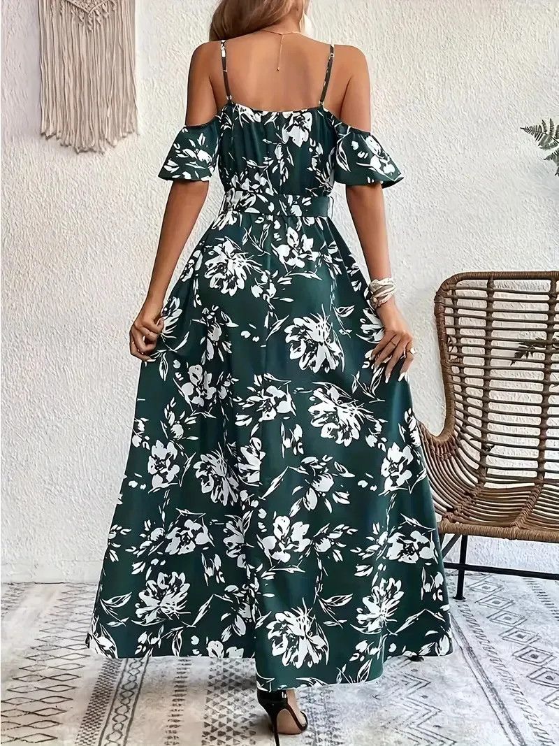Other Off-Shoulder Split Dress Floral Print Long With Belt dress Size L / US 10 / IT 46 - 5 Thumbnail
