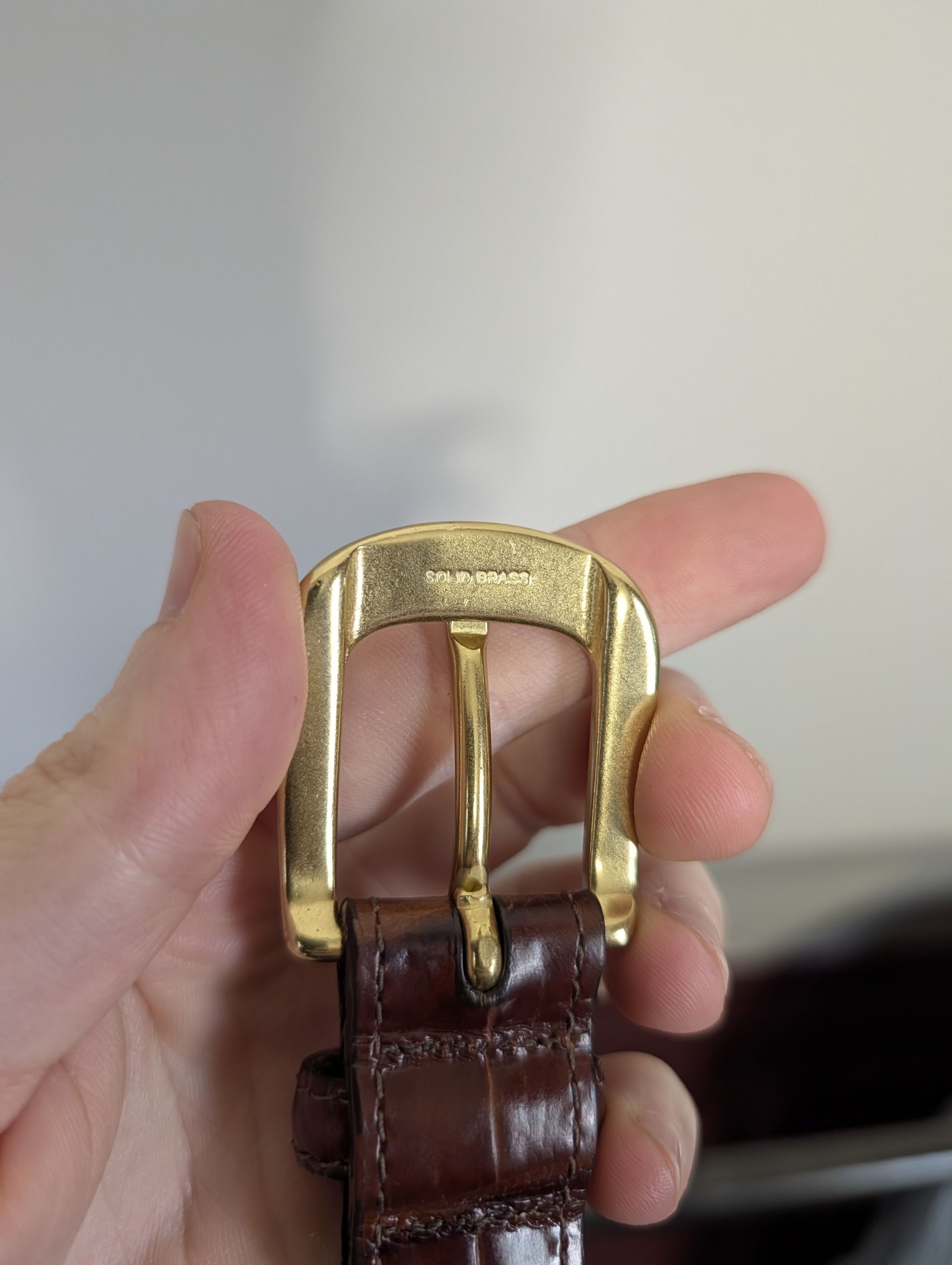 Brighton Brown Alligator Exotic Brass Buckle Woven Belt 40 Size 40 - 9 Thumbnail