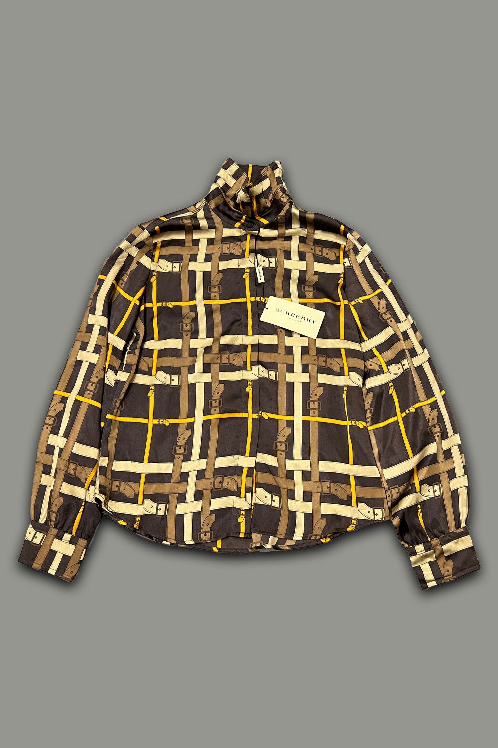 Burberry Vintage Burberry London Silk Blouse – Belt Check Pattern Size M / US 6-8 / IT 42-44 - 1 Thumbnail