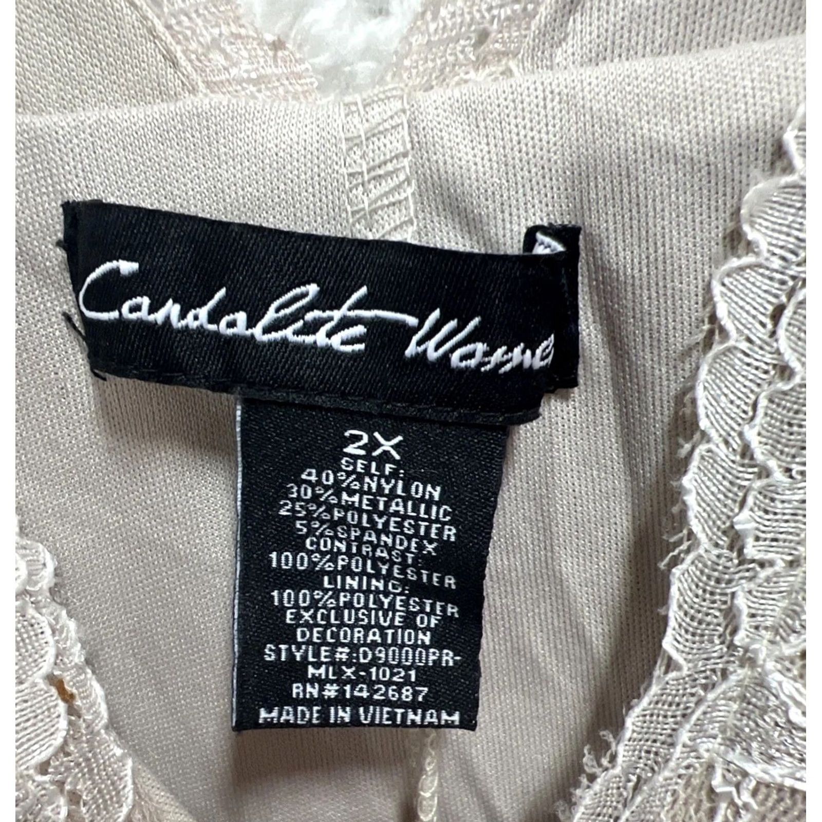 Vintage VINTAGE Candalite Womens Midi Gown Dress Sleeveless Sequin Lace V-Neck Taupe Champagne 2X Size M / US 6-8 / IT 42-44 - 3 Thumbnail