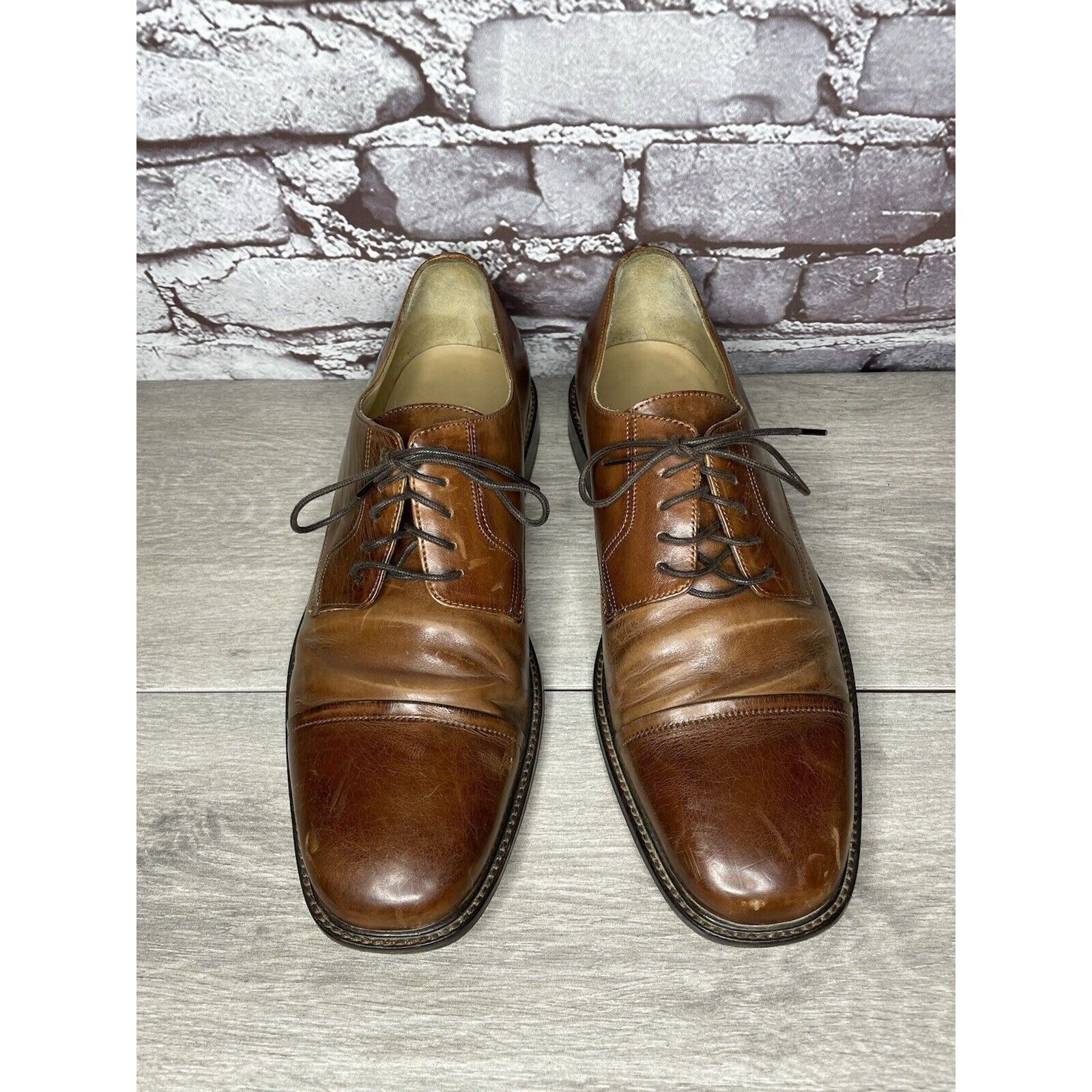 Johnston & Murphy Johnston Murphy J. Murphy Brown Leather Cap Toe Oxford Dress Size US 10 / EU 43 - 11 Thumbnail