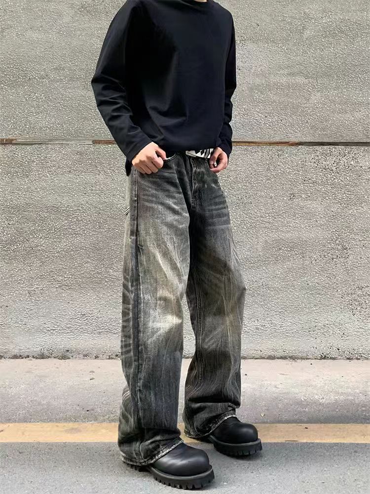 Vintage Washed black mud-dyed distressed baggy jeans Size US 32 / EU 48 - 4 Thumbnail