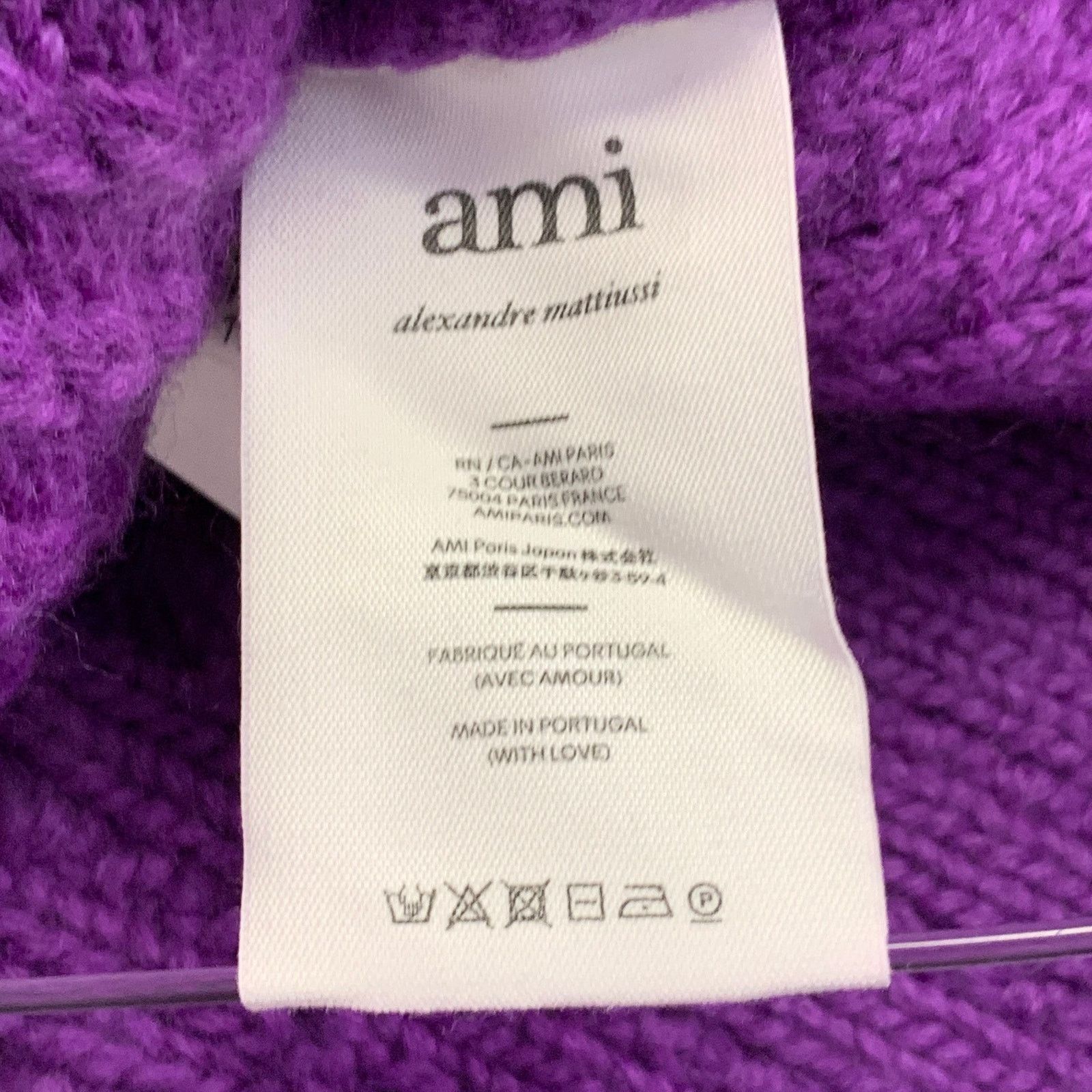 AMI Size S Purple Wool Cable Knit Crew Neck Sweater Size S / US 4 / IT 40 - 7 Thumbnail