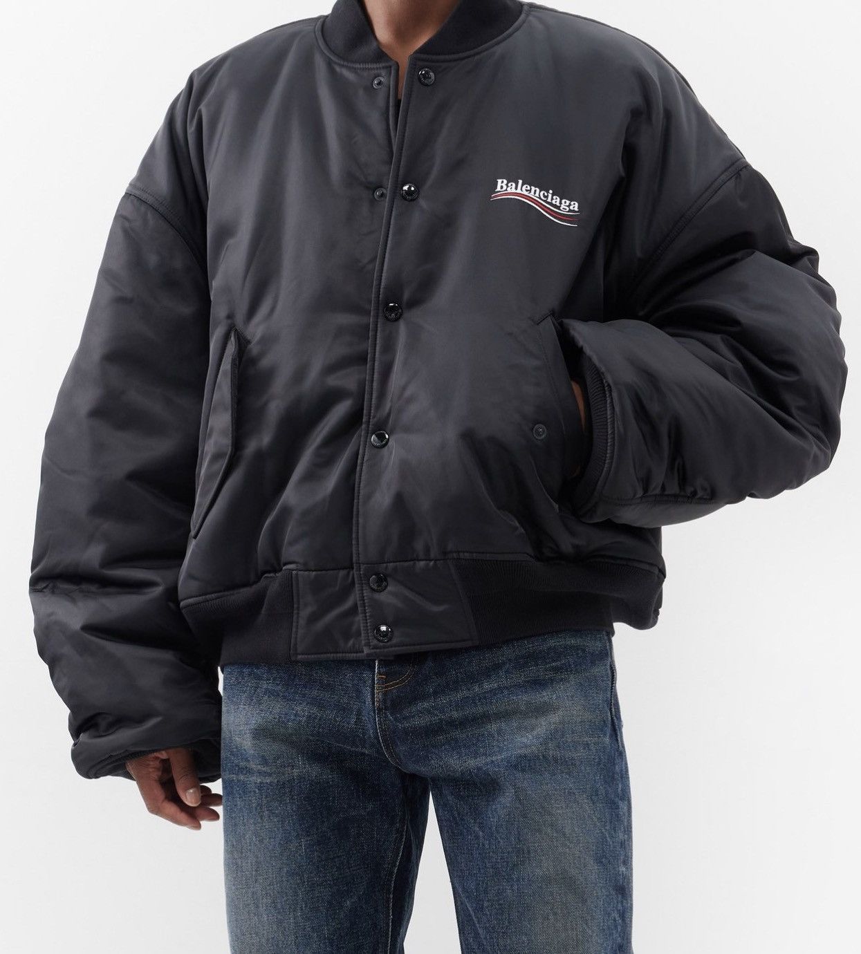 Balenciaga 🔥GRAIL🔥Balenciaga Logo Nylon Varsity Bomber Jacket Size US M / EU 48-50 / 2 - 2 Thumbnail
