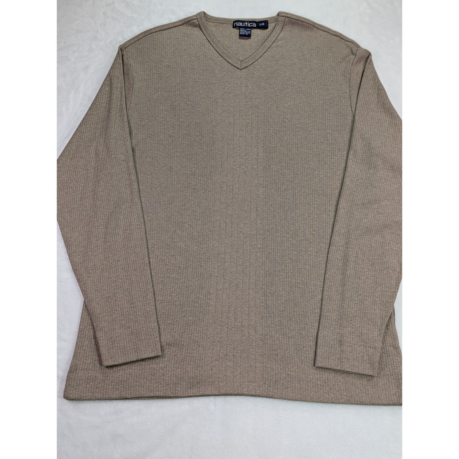 Nautica Large Tan Navtech Performance Classic-Fit Soft VNeck Sweater Size US L / EU 52-54 / 3 - 4 Thumbnail