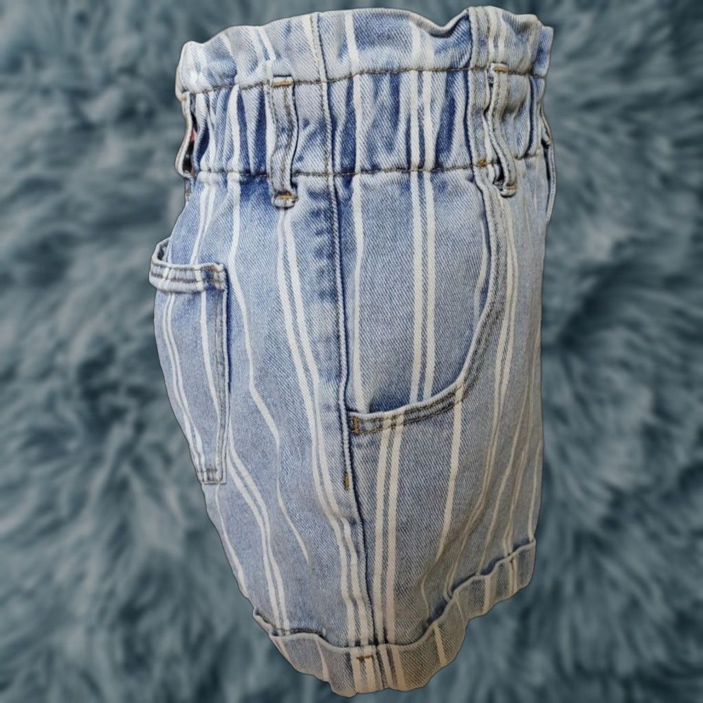 Pacsun Pacsun Women's Small Mom Striped High Rise Elastic Waist Denim Shorts Size 32" / US 10 / IT 46 - 1 Thumbnail