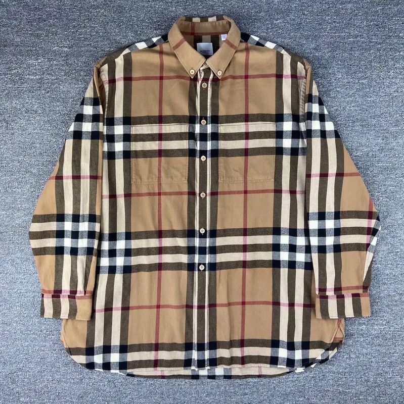 Burberry Burberry Beige Cotton Long Sleeve Shirt Size US XL / EU 56 / 4 - 1 Thumbnail