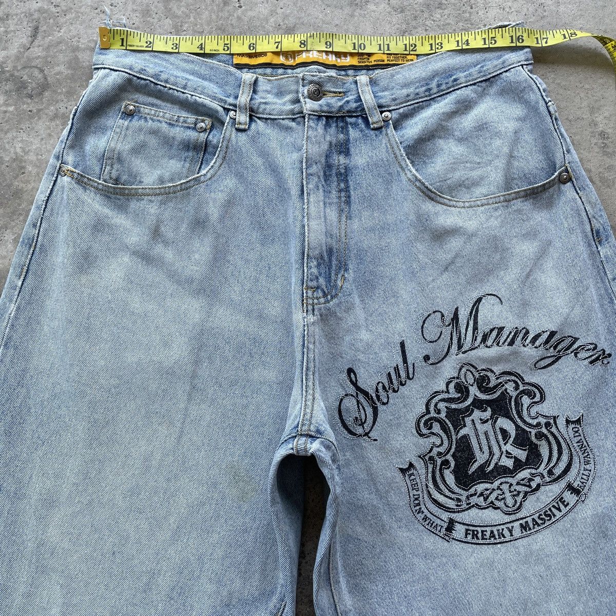 Japanese Brand RARE🔥 Vintage Freaky Soul Baggy Faded Denim Jeans Pants W33 Size US 33 - 6 Thumbnail