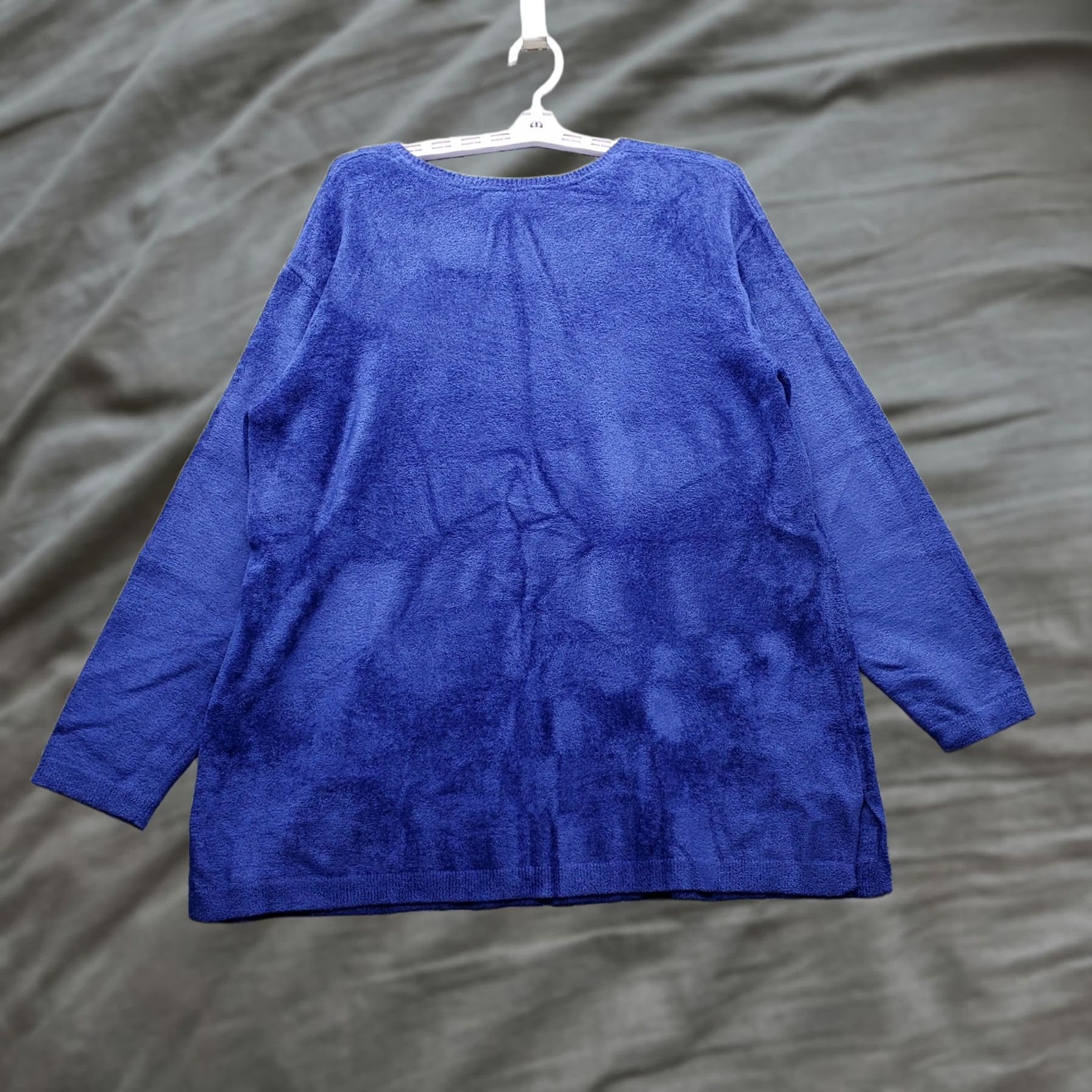 Coldwater Creek Coldwater Creek Womens 1X Blue Textured Fleece Sweatshirt Pullover Long Sleeve Crew Neck Casual Comfort Wear Size XL / US 12-14 / IT 48-50 - 1 Thumbnail