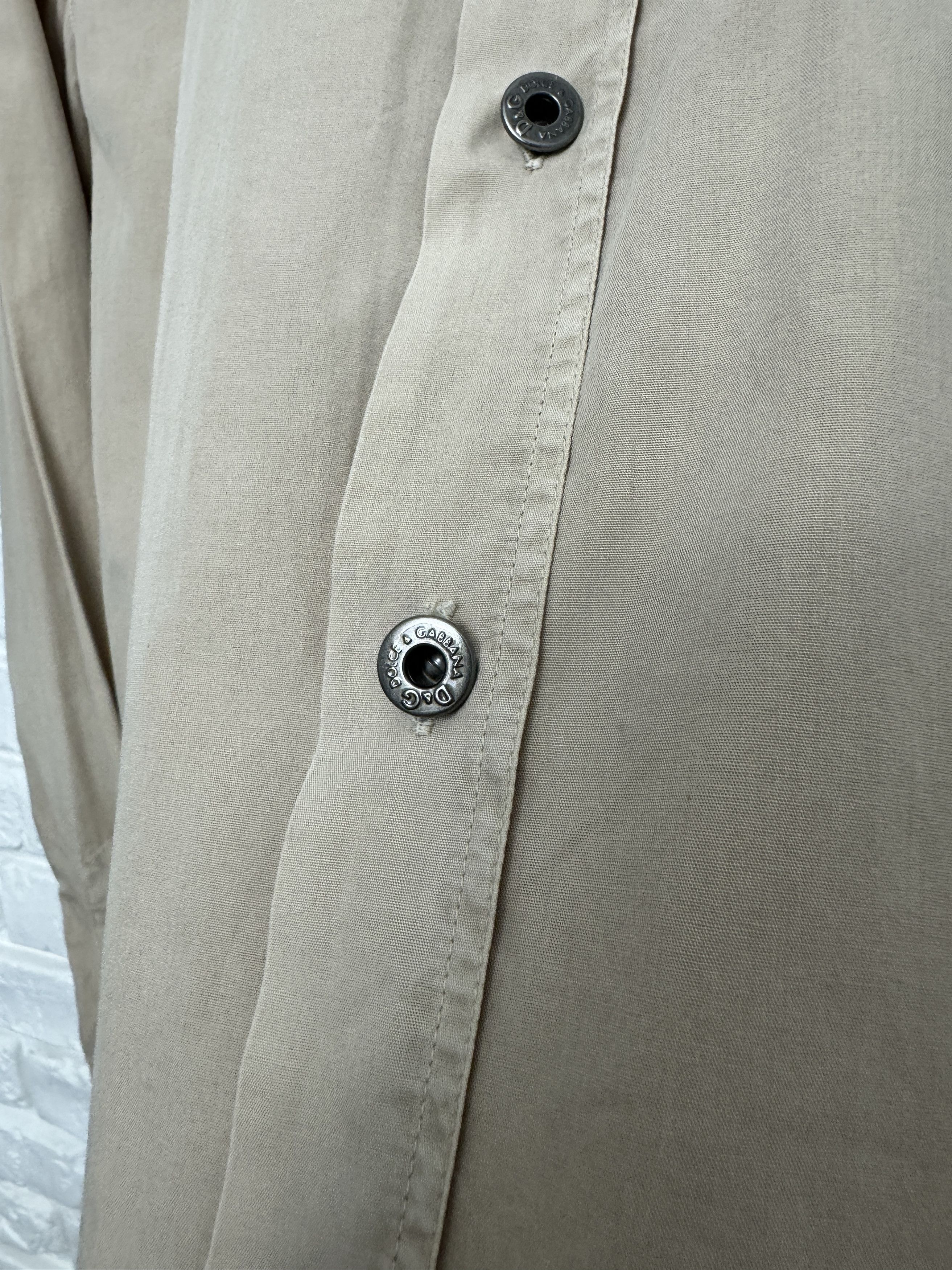 Dolce & Gabbana Men's D&G Dolce&Gabbana Big Logo Shirt Button Front Beige Size US M / EU 48-50 / 2 - 5 Thumbnail