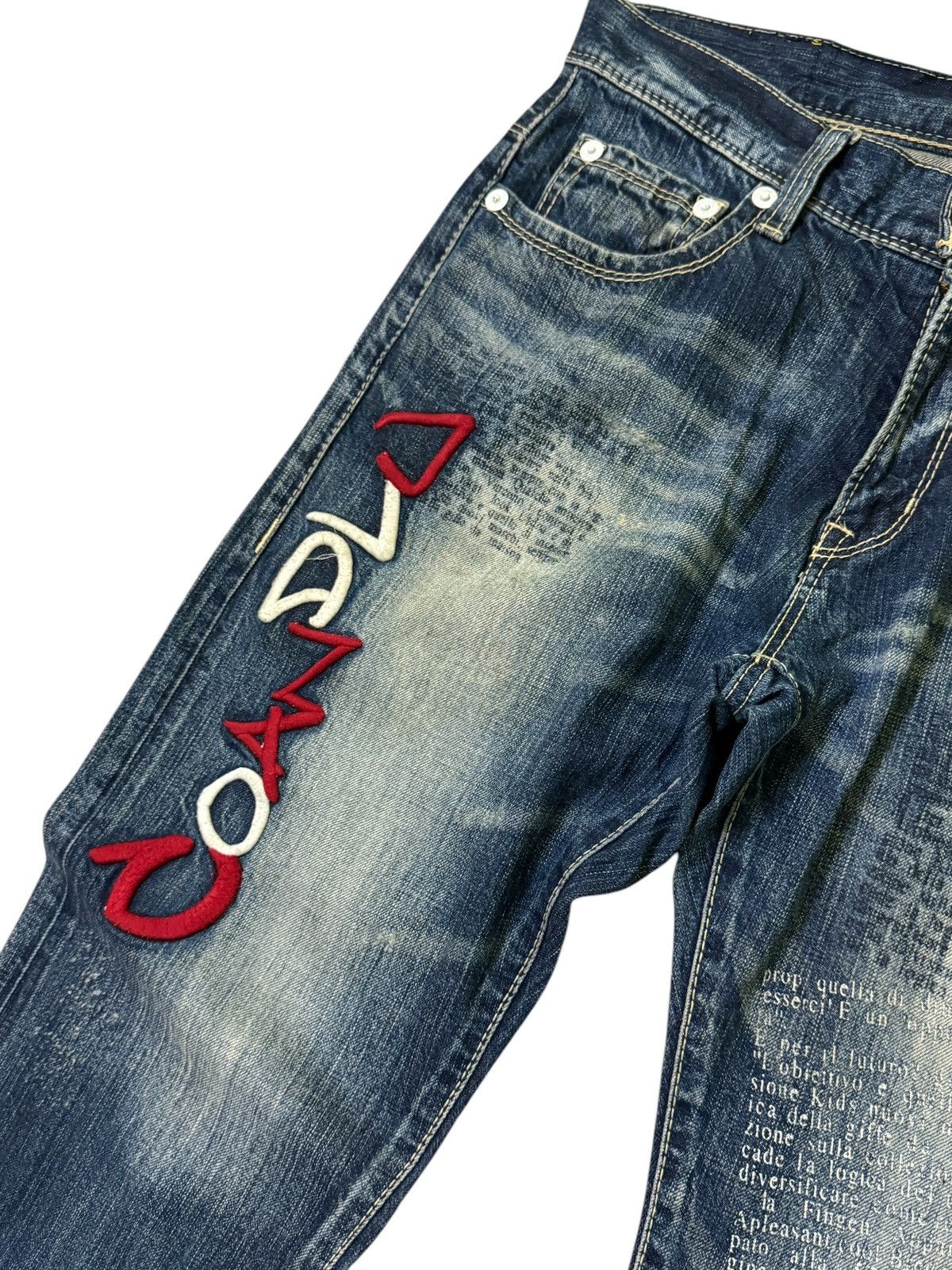 Hysteric Glamour Japanese Co & Lu Embroidered Acid Wash Poem Denim Jeans Size US 32 / EU 48 - 8 Thumbnail