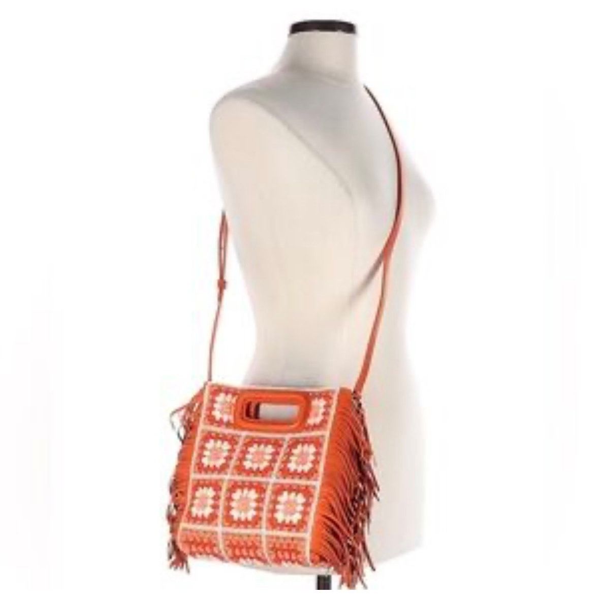 Maje NEW Maje Crochet M Bag Orange Floral Print Clutch/Crossbody Size ONE SIZE - 3 Thumbnail
