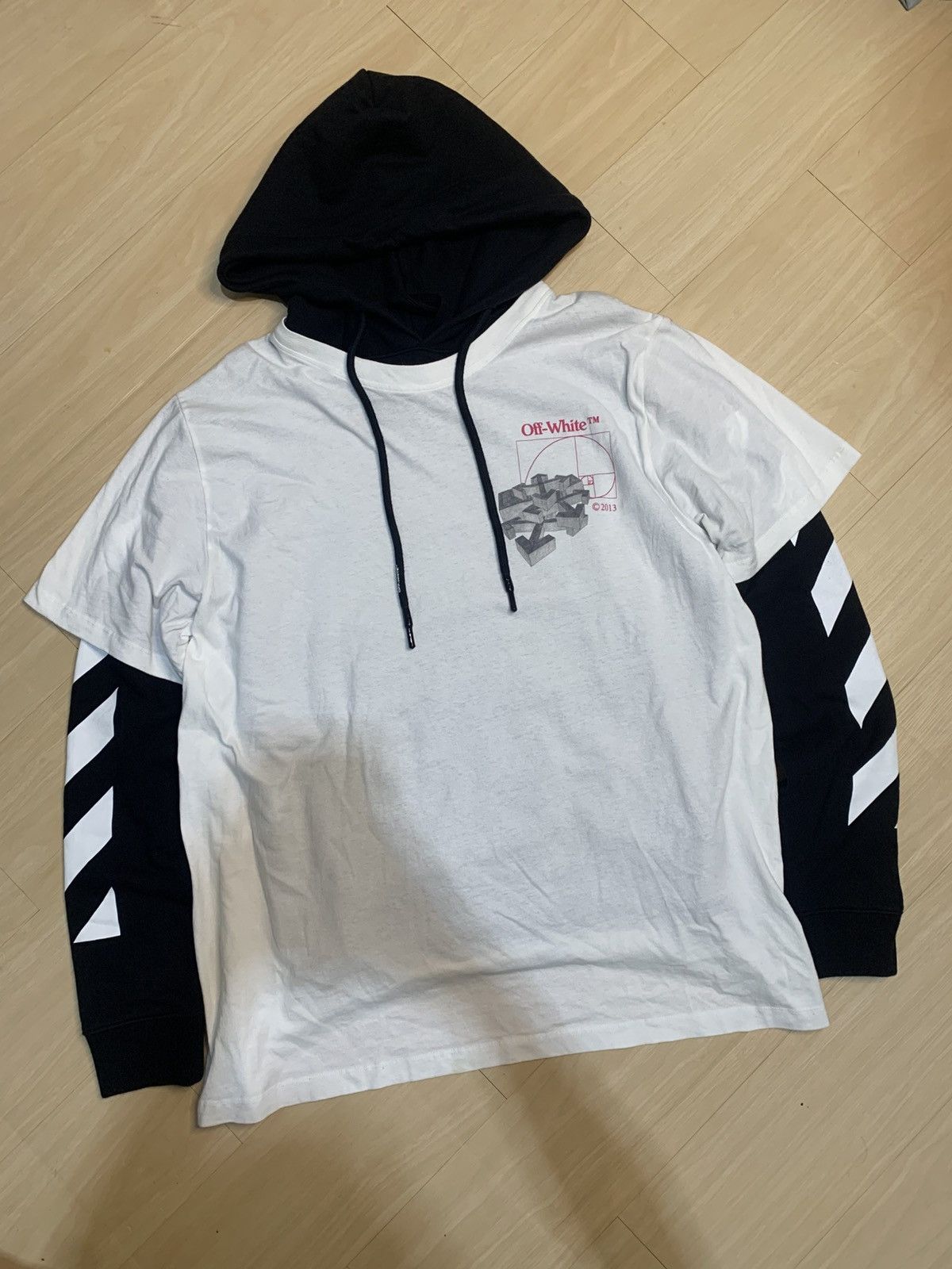 Off-White Off-White Golden Ratio Double Tee Hoodie Size US M / EU 48-50 / 2 - 2 Thumbnail