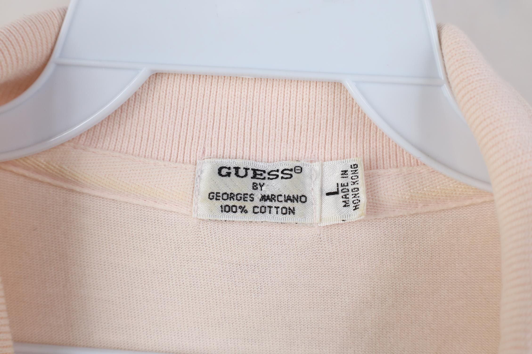 Guess Vintage 80s 90s Guess Triangle Knit Golf Polo Shirt Pink Size US L / EU 52-54 / 3 - 10 Thumbnail