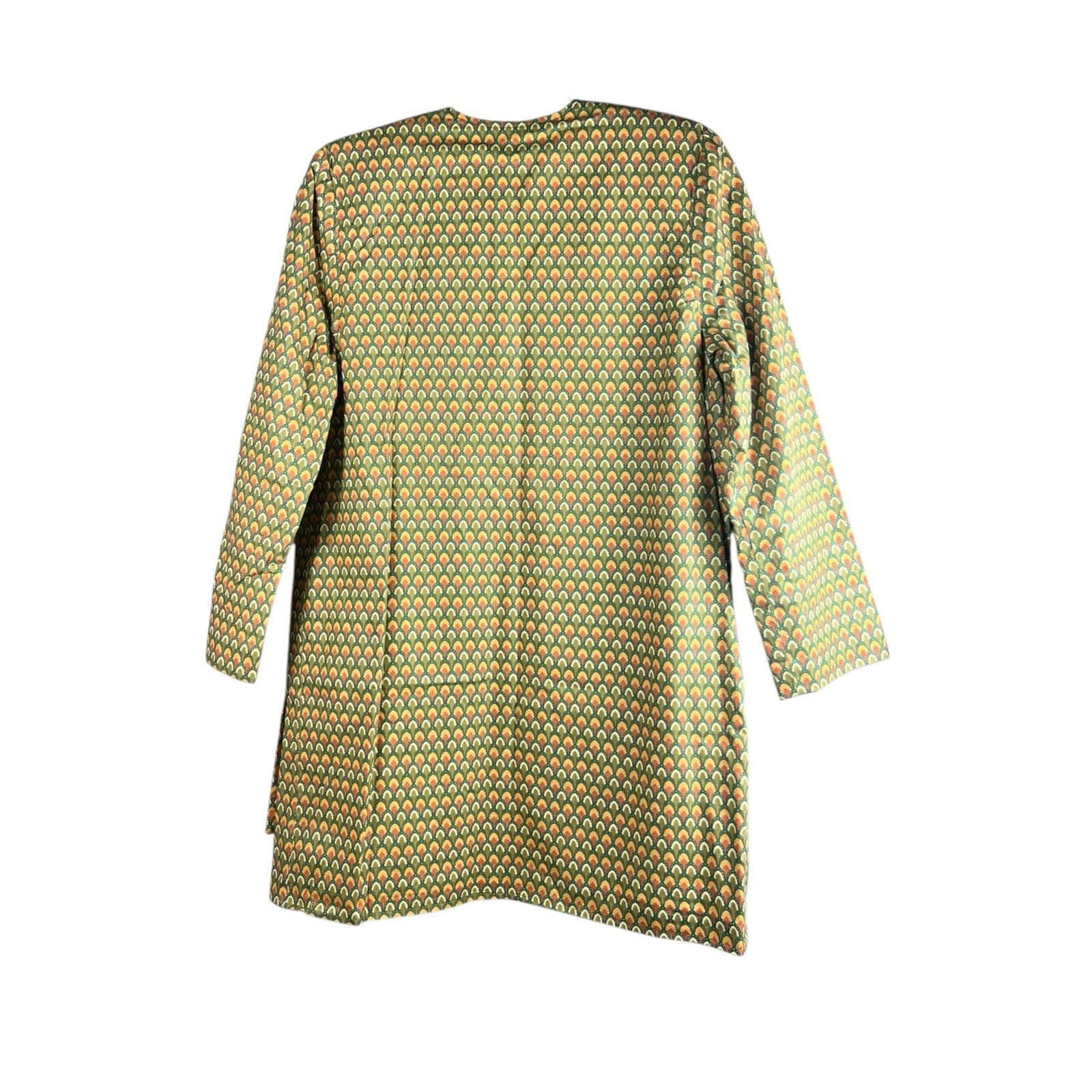 Other Vintage Open Front Geometric Print Blazer Overcoat Green Size ONE SIZE - 3 Thumbnail