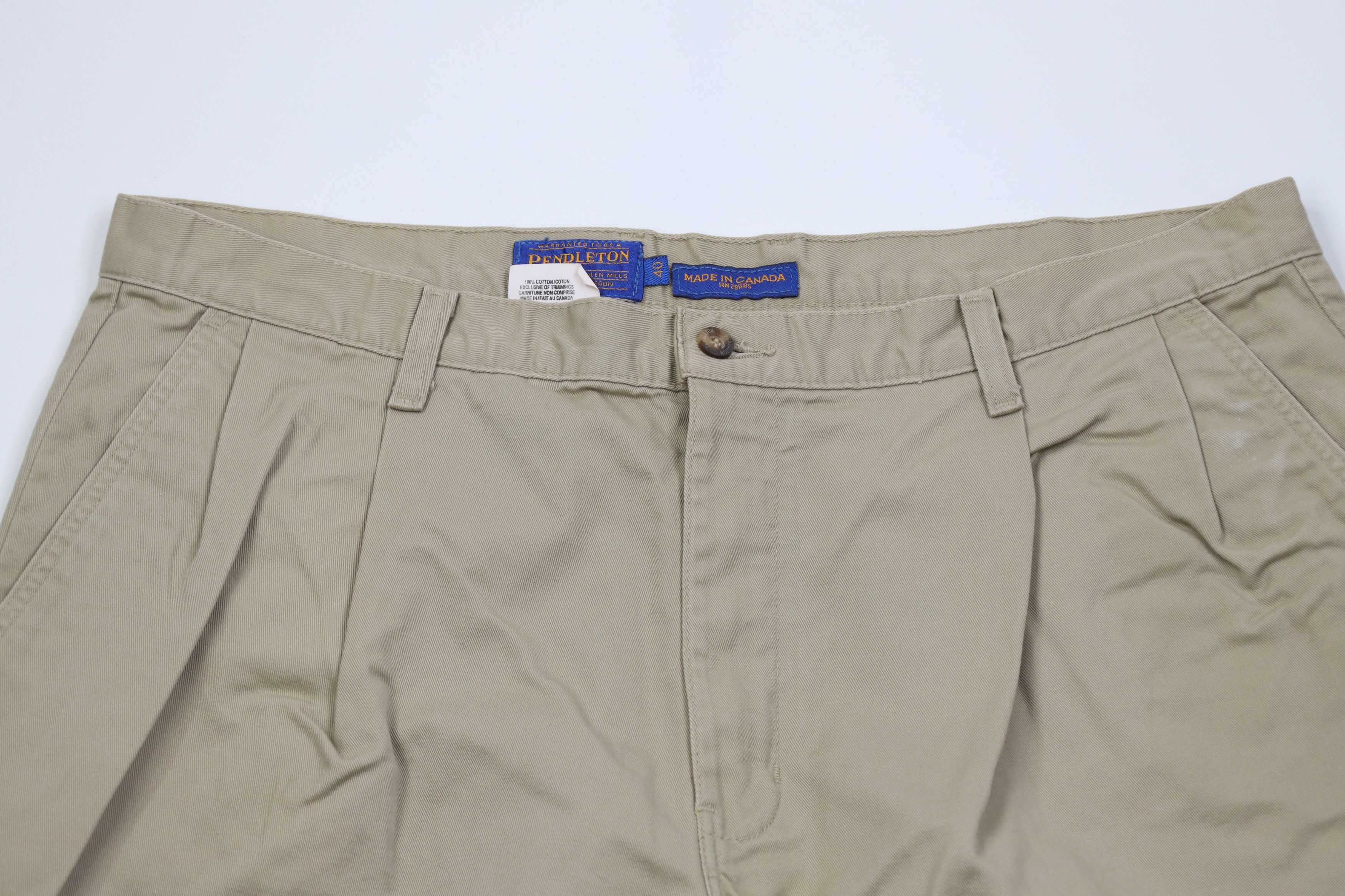 Pendleton Vintage 90s Pendleton Cuffed Wide Leg Chino Pants Beige Size US 40 / EU 56 - 2 Thumbnail