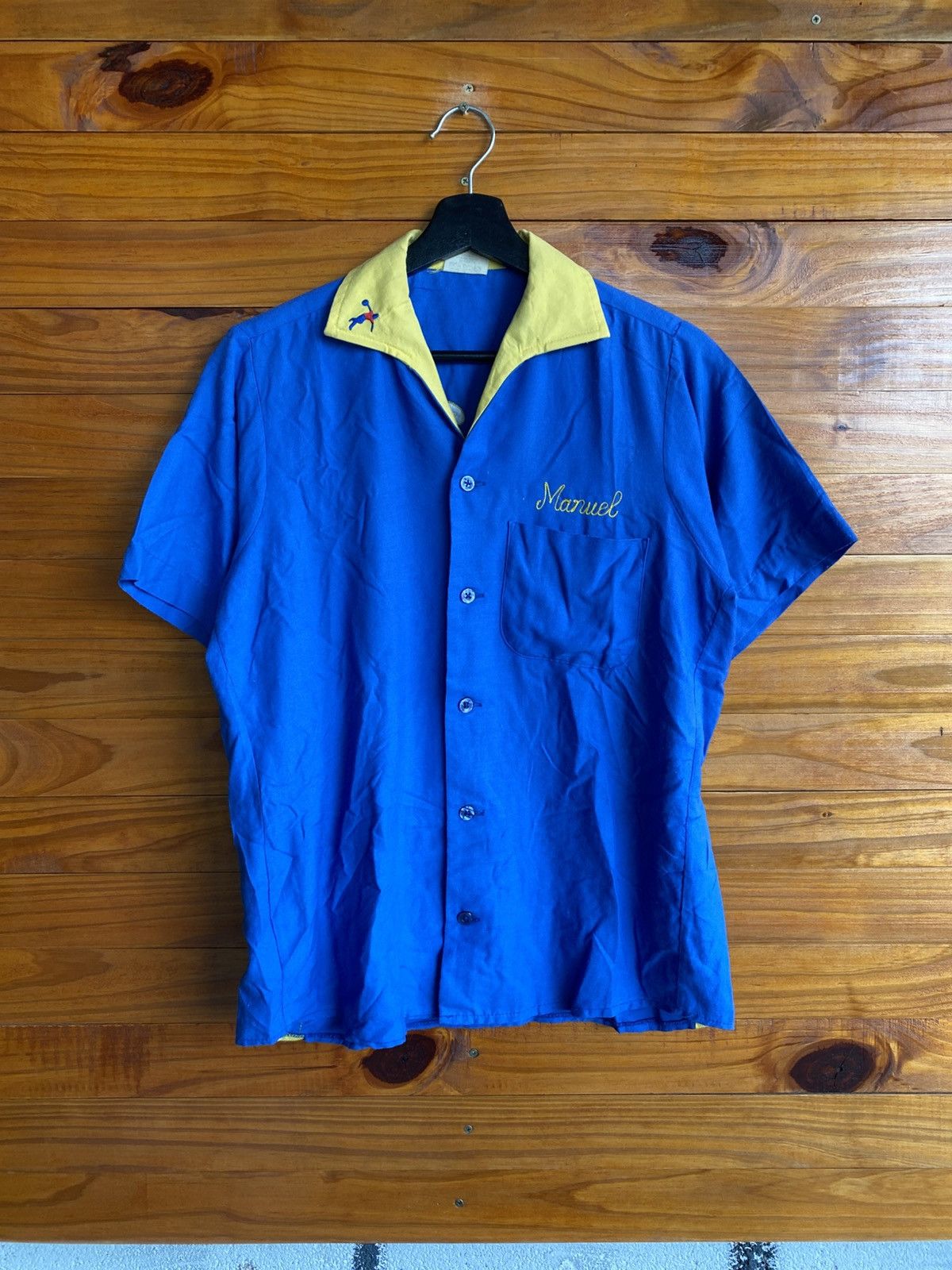 Vintage Vintage 60 King Louie Blue Yellow Embroidered Bowling Shirt Size US S / EU 44-46 / 1 - 3 Thumbnail