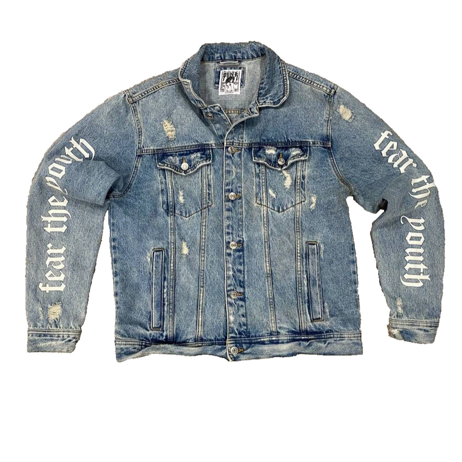 Other PUNK LA Anarchy Pink Distressed Jean Jacket Mosh Y2K sz M Size US M / EU 48-50 / 2 - 2 Thumbnail