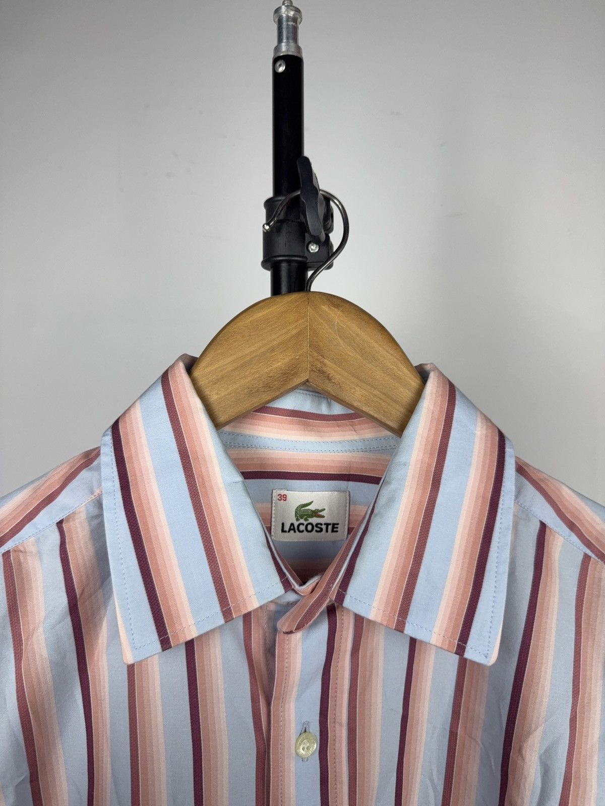 Lacoste 90s Lacoste Striped Button Up Shirt 39 M Blue Pink Vintage Size US M / EU 48-50 / 2 - 3 Thumbnail