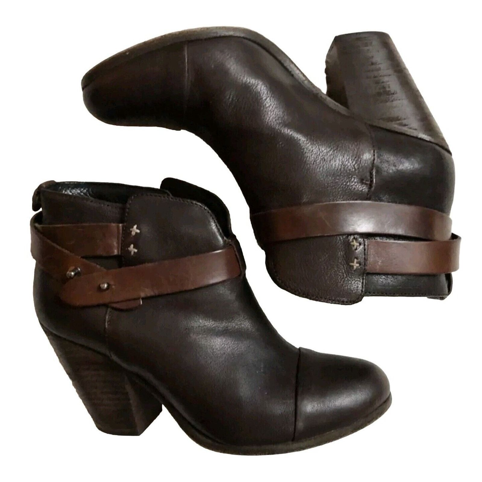 Rag & Bone Size Harrow Ankle Booties Brown Strap,Block Heel