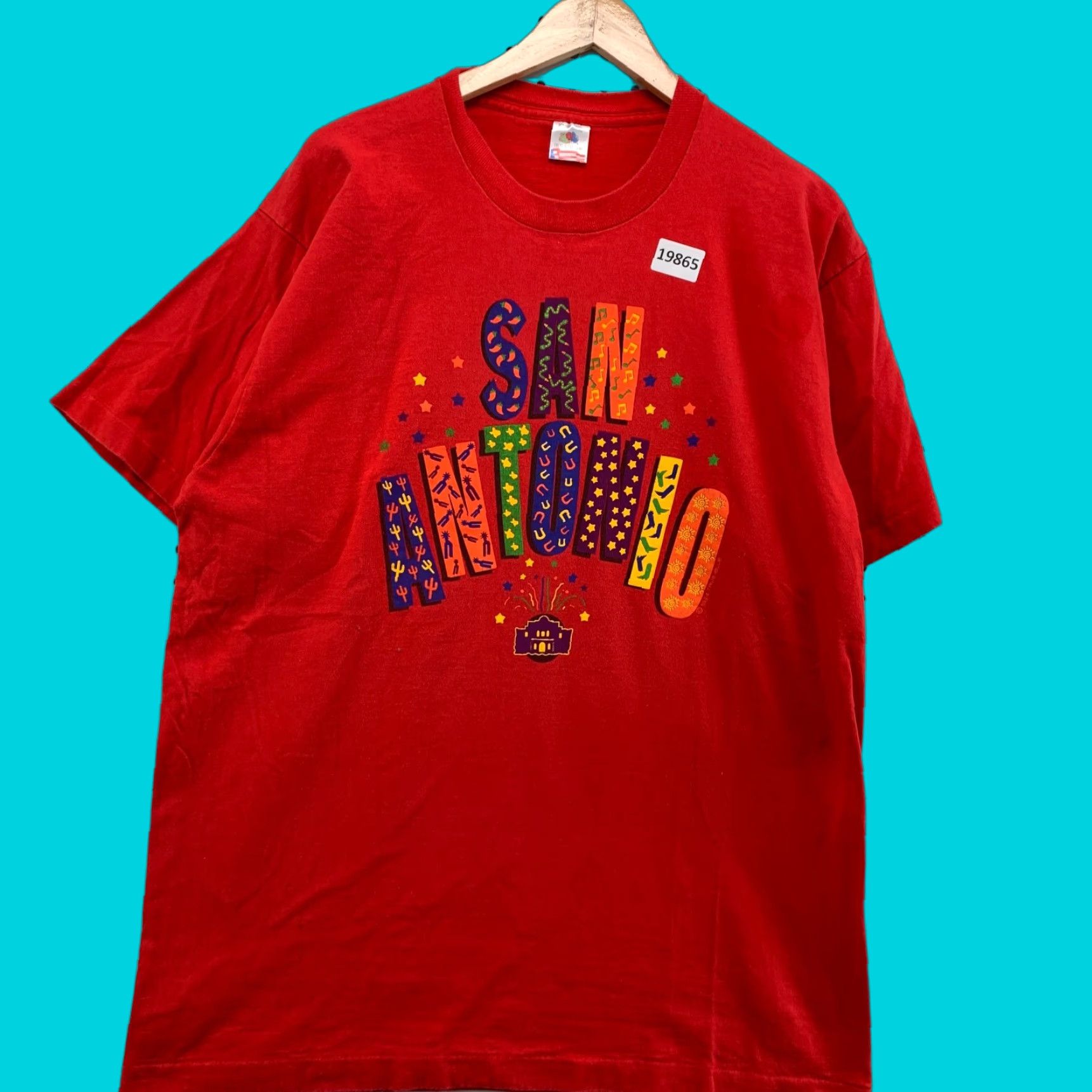 Fruit Of The Loom VINTAGE San Antonio Texas Shirt Mens XL Red 90s Single Stitch Made USA Fruit of the Loom T-Shirt Cowboys Size US XL / EU 56 / 4 - 1 Thumbnail