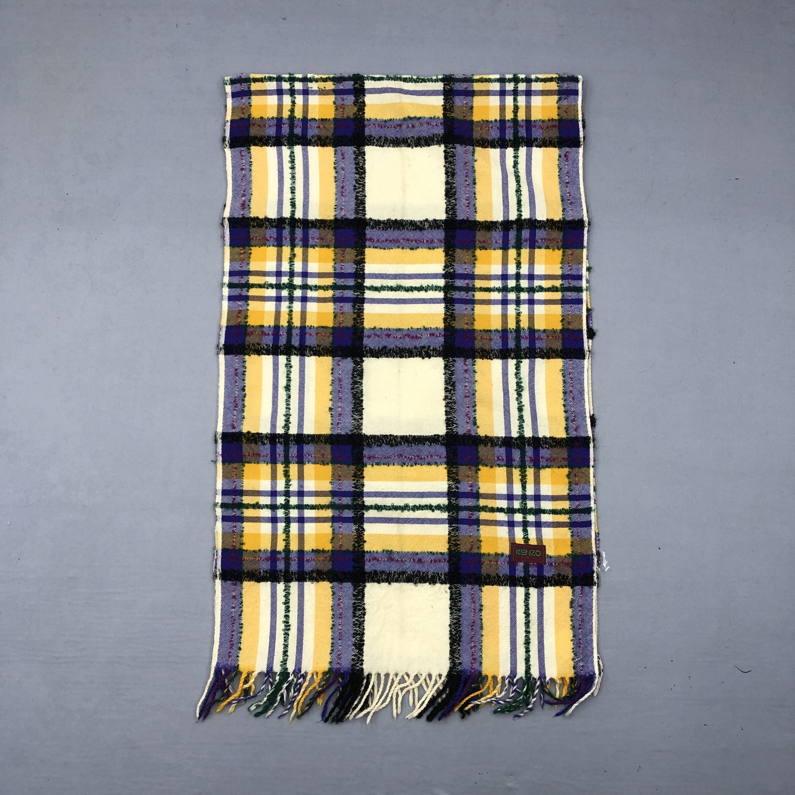 Japanese Brand Vintage Kenzo Scarf Muffler Wool Plaid Scarves Size ONE SIZE - 2 Thumbnail