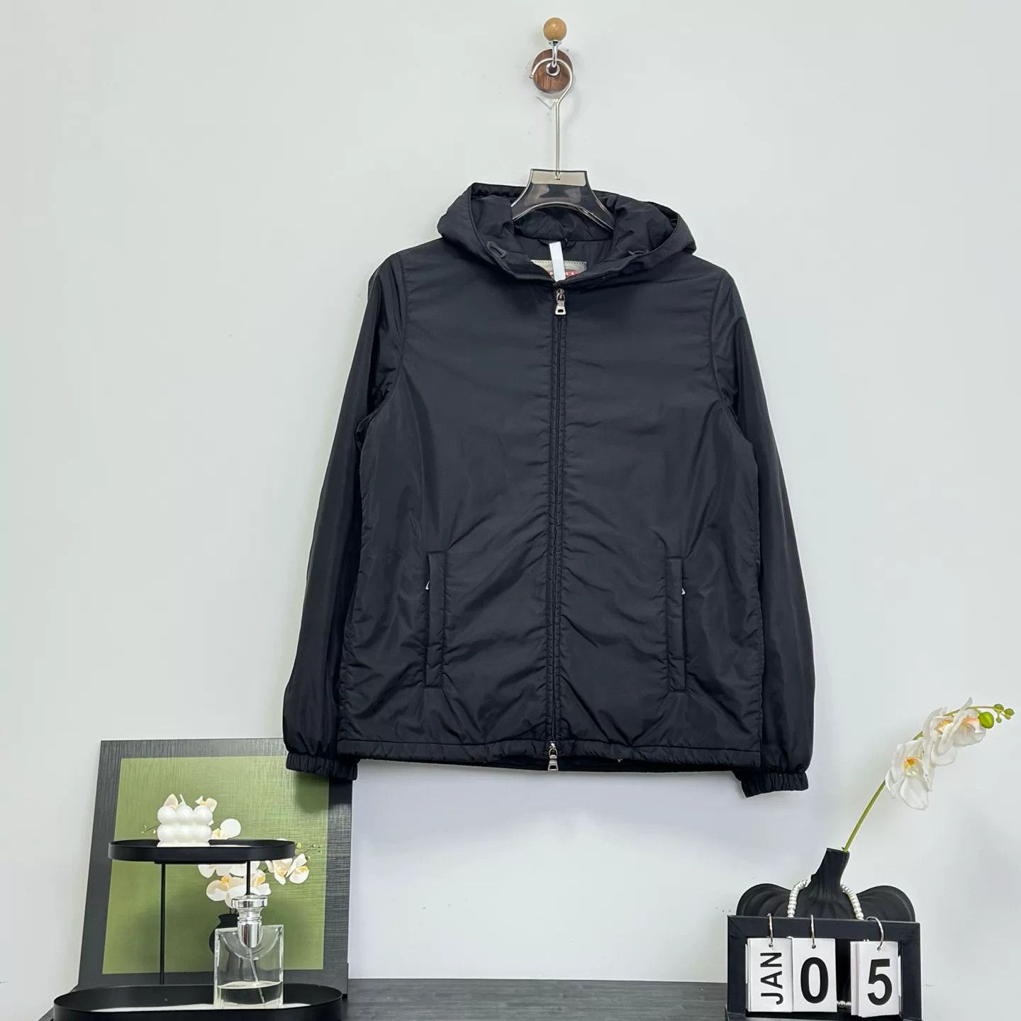 Prada Black Prada Nylon Hooded Coat Size S / US 4 / IT 40 - 1 Thumbnail