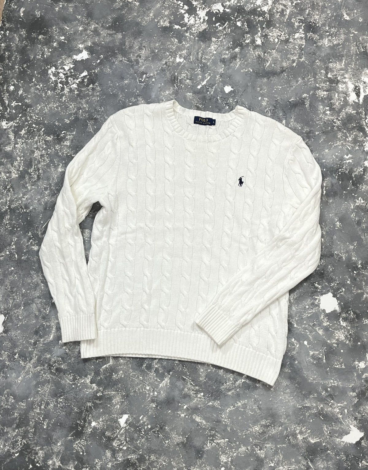 Polo Ralph Lauren White Polo Ralph Lauren cable knit sweater Size US L / EU 52-54 / 3 - 1 Thumbnail