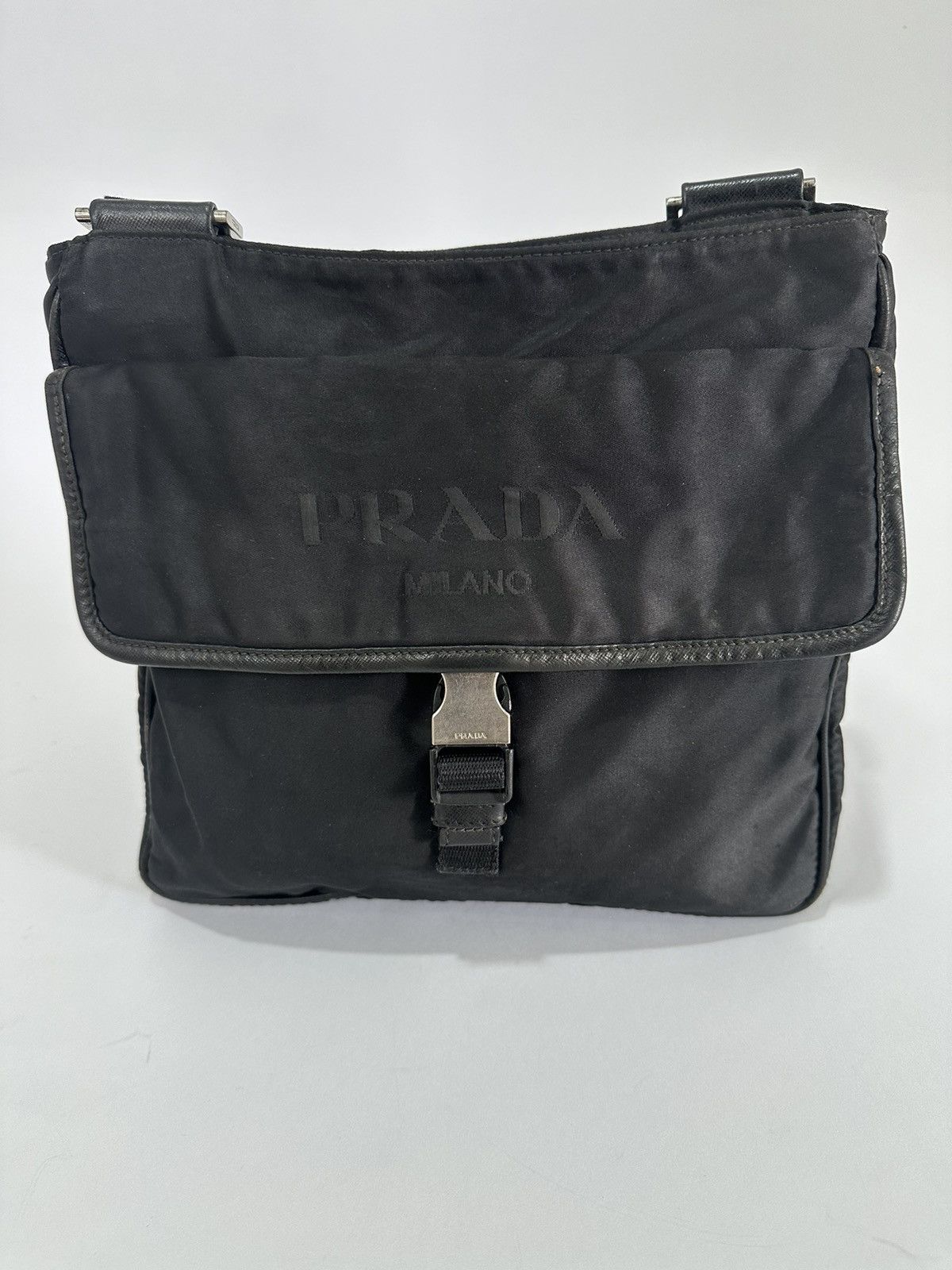Prada Tessuto Messenger Bag in Black, Men's