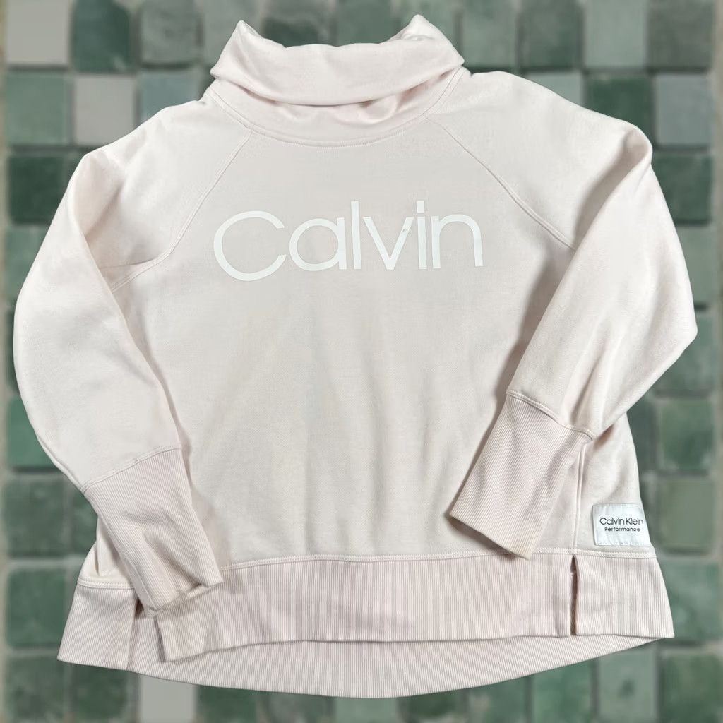 Calvin Klein Calvin Klein Performance Pullover Womens Small Pink Funnel Neck Sweatshirt Logo Size S / US 4 / IT 40 - 1 Thumbnail