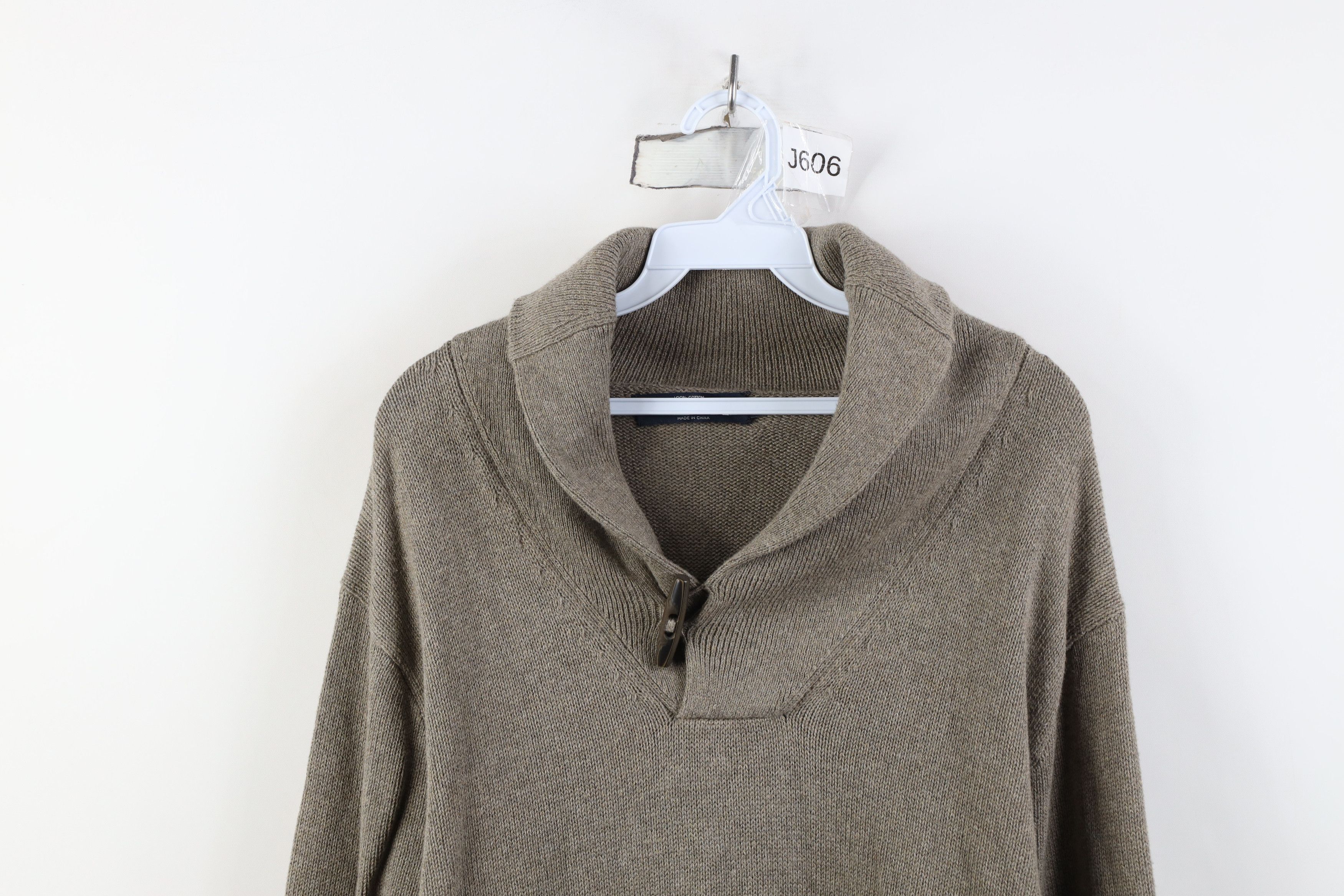 J.Crew J Crew Cotton Ribbed Knit Toggle Button Shawl Sweater Beige Size US L / EU 52-54 / 3 - 2 Thumbnail