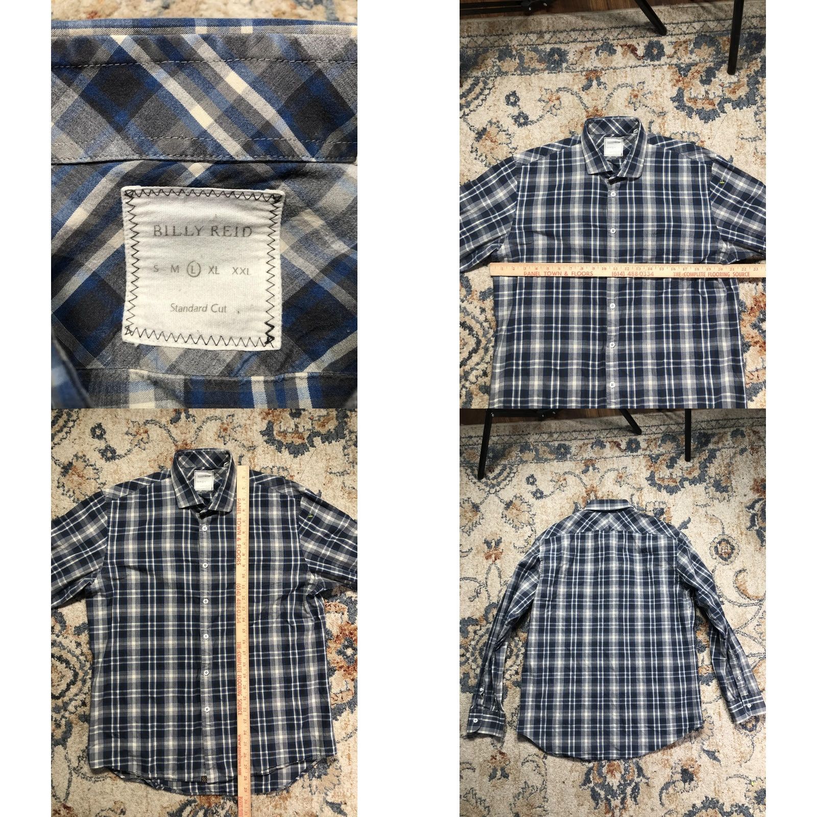 Billy Reid Billy Reid Mens Large Blue Plaid Shirt Long Sleeve Button-Up Casual Regular Fit Cotton Size US L / EU 52-54 / 3 - 8 Thumbnail